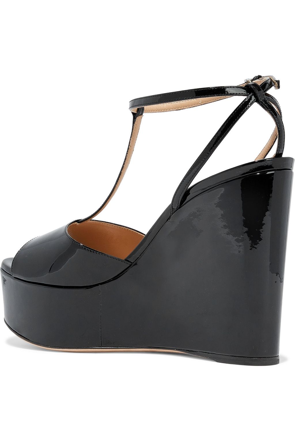 SERGIO ROSSI Patent-leather platform wedge sandals