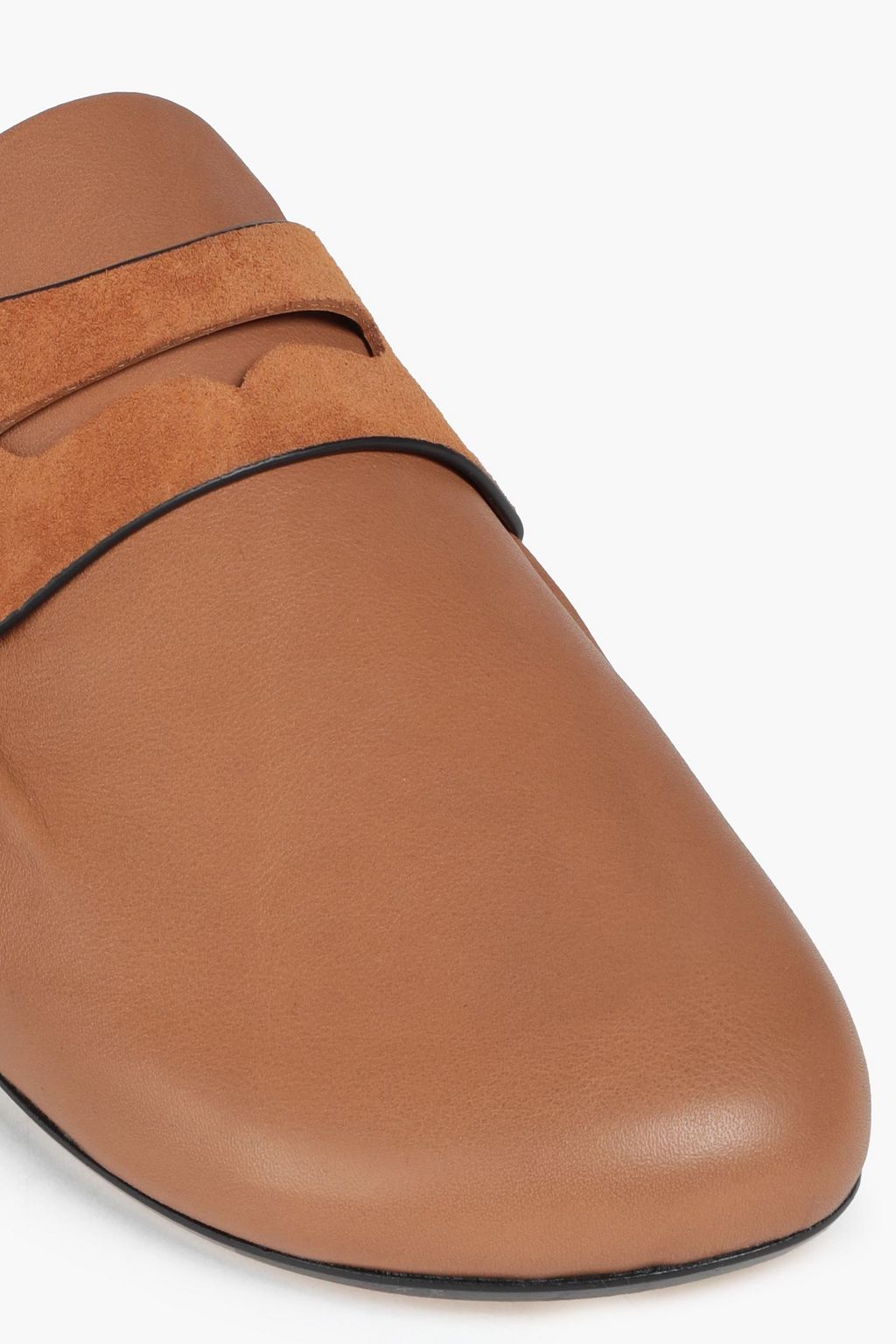 RAG & BONE Ansley suede-trimmed leather slippers