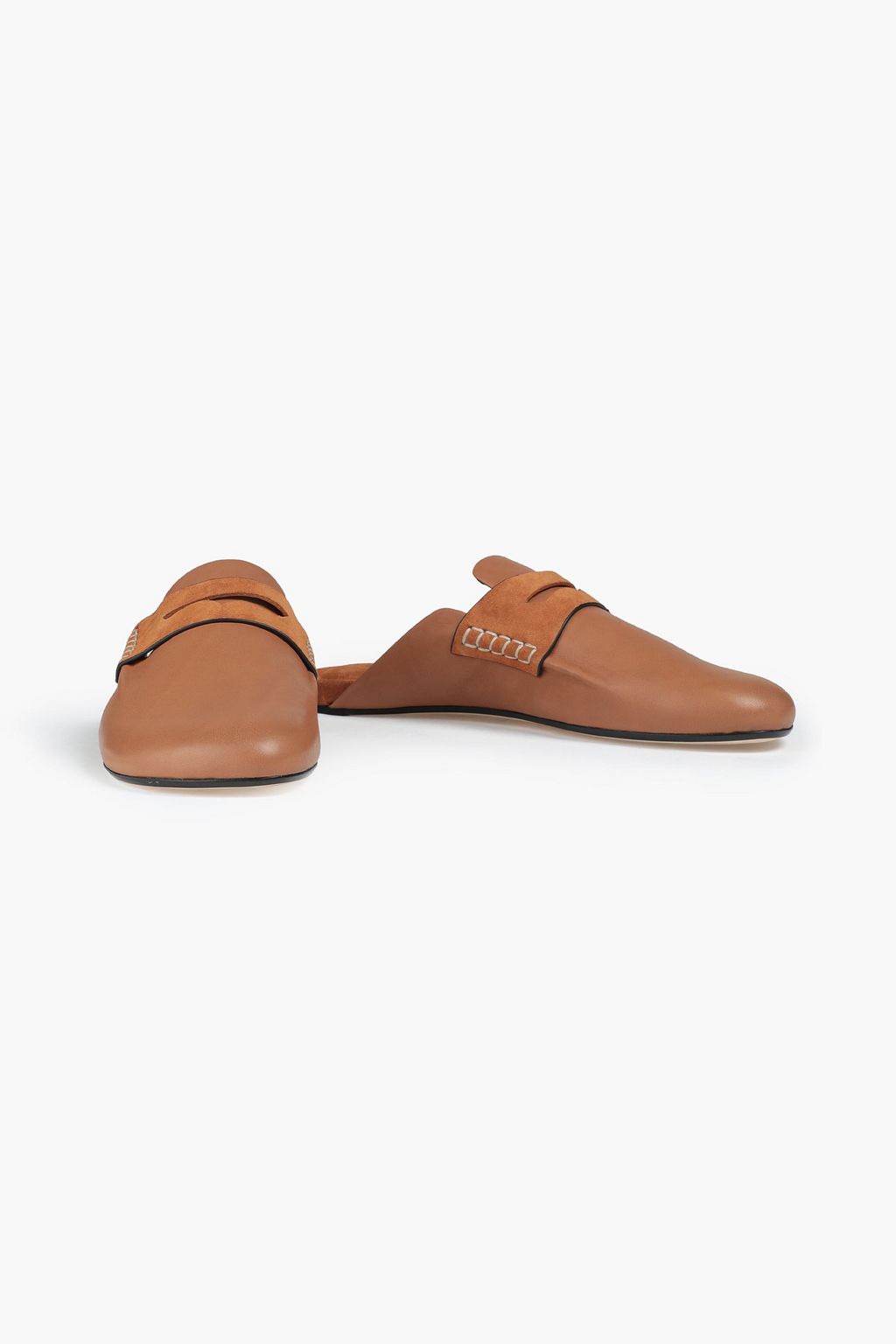 RAG & BONE Ansley suede-trimmed leather slippers