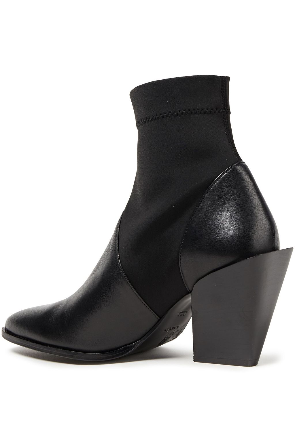 RODEBJER Kari leather and stretch-knit ankle boots