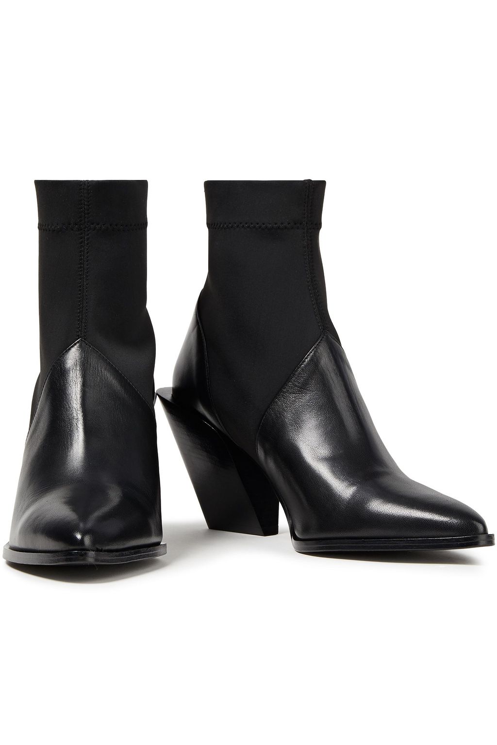 RODEBJER Kari leather and stretch-knit ankle boots