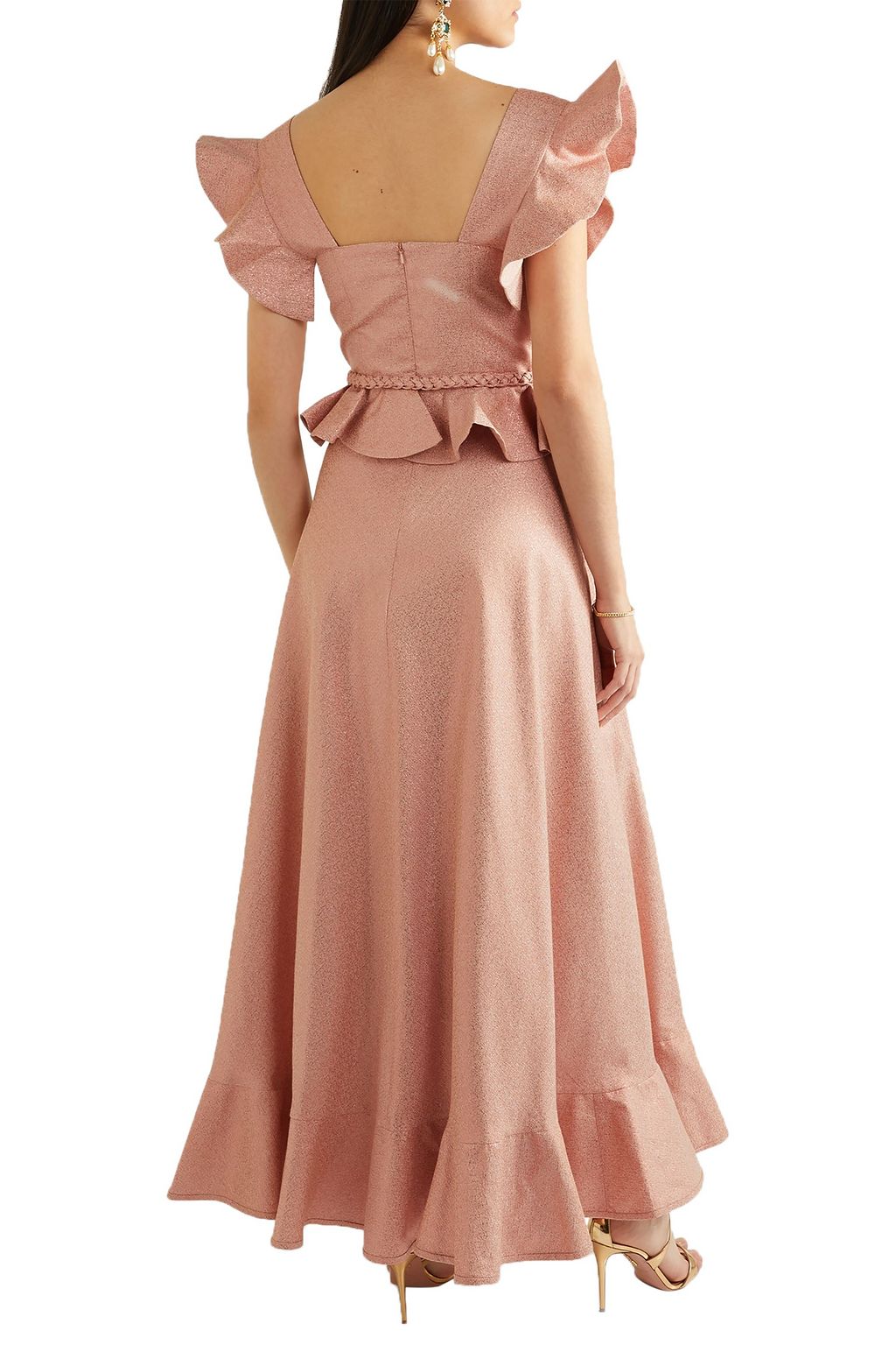 ANNA MASON Goldie ruffled metallic crepe maxi dress