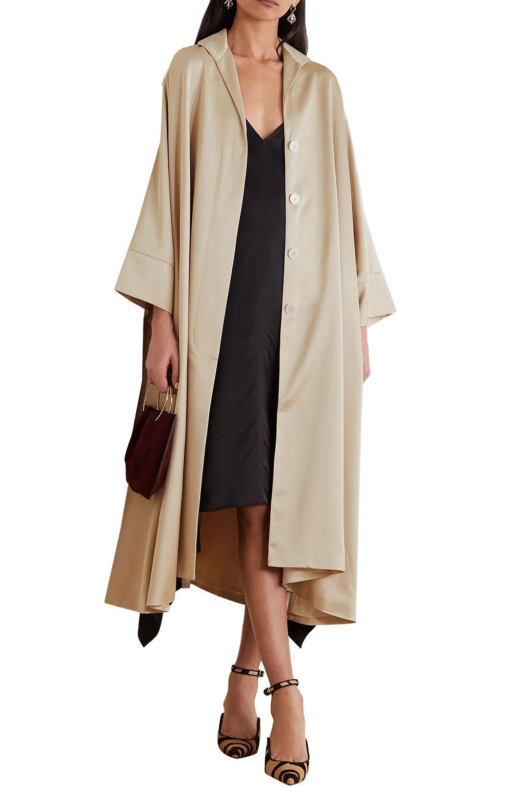 BERNADETTE Sofia oversized satin coat