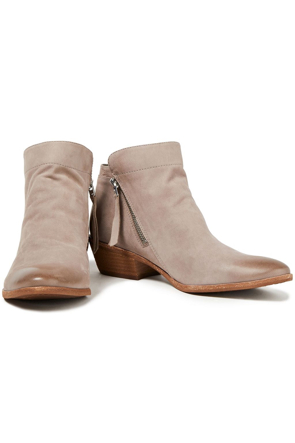 SAM EDELMAN Packer zip-detailed burnished-leather ankle boots