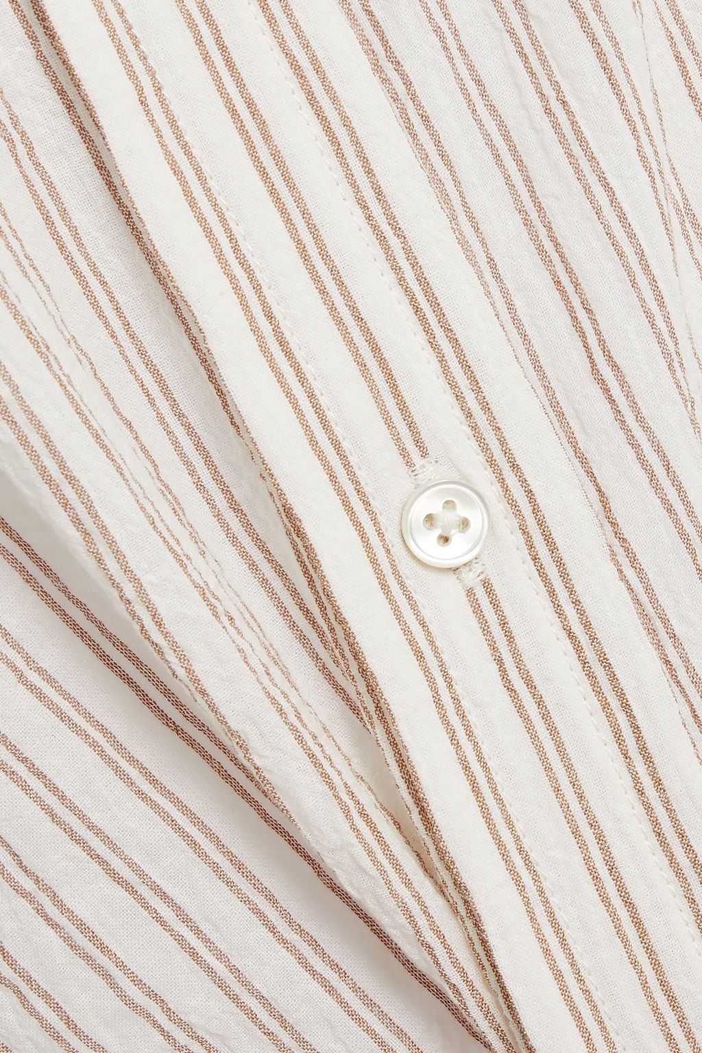 VINCE. Striped crinkled cotton-blend gauze shirt