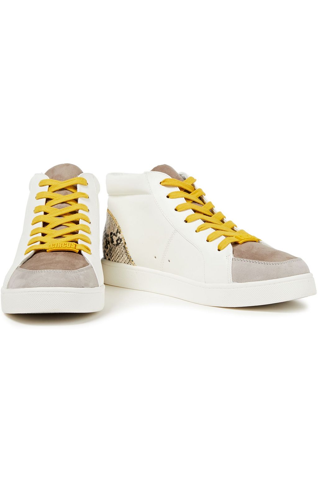 CIRCUS BY SAM EDELMAN Deszi suede-trimmed faux smooth and snake-effect leather sneakers