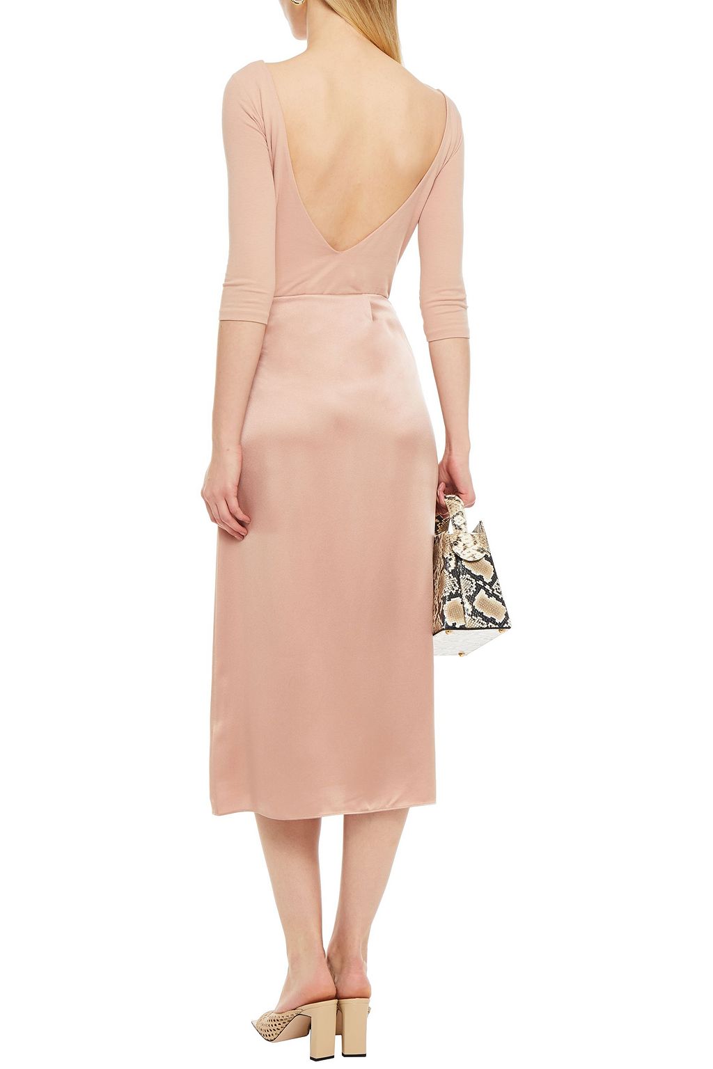 VINCE. Wrap-effect silk-satin midi skirt