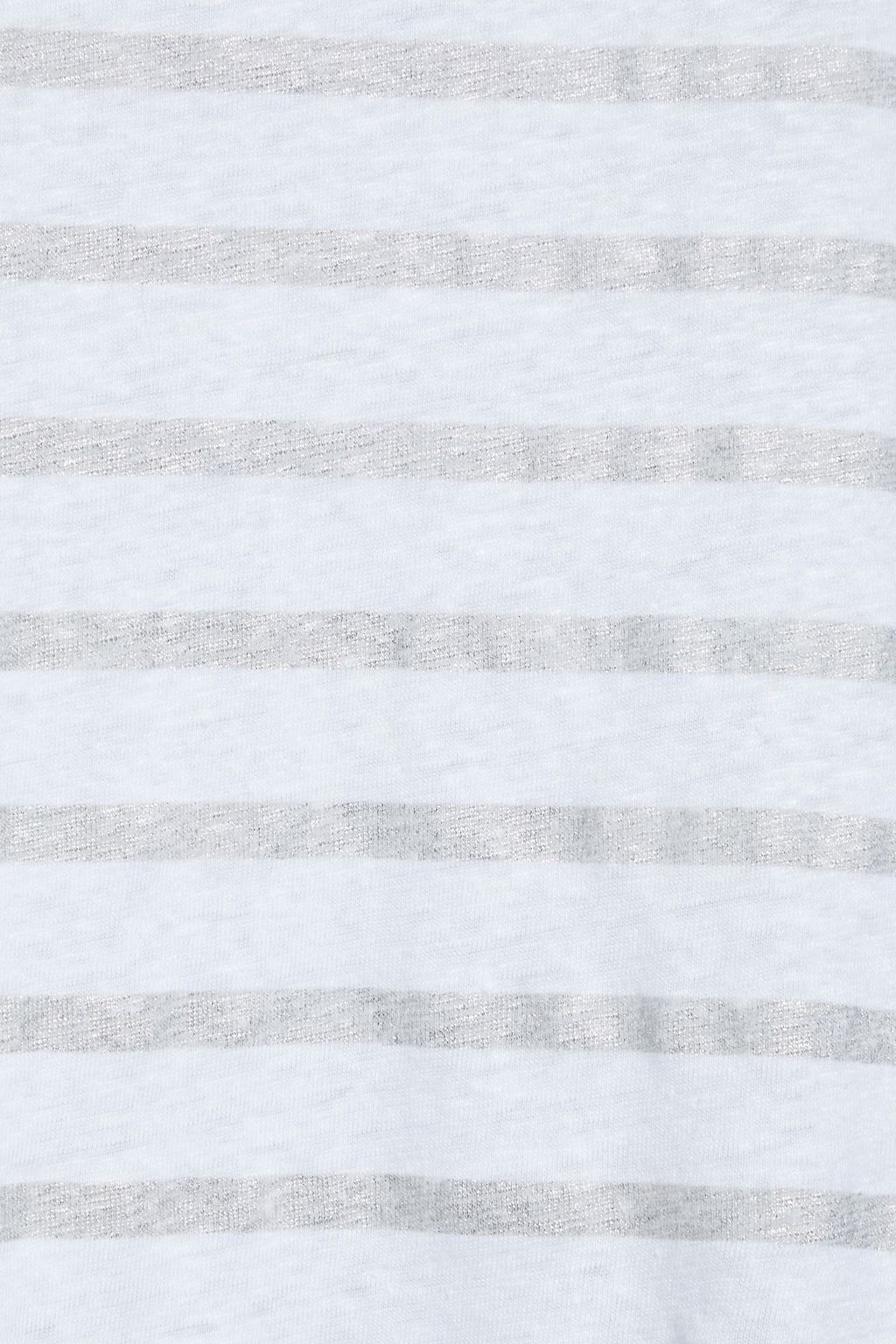 MAJESTIC FILATURES Metallic striped slub stretch-linen jersey T-shirt