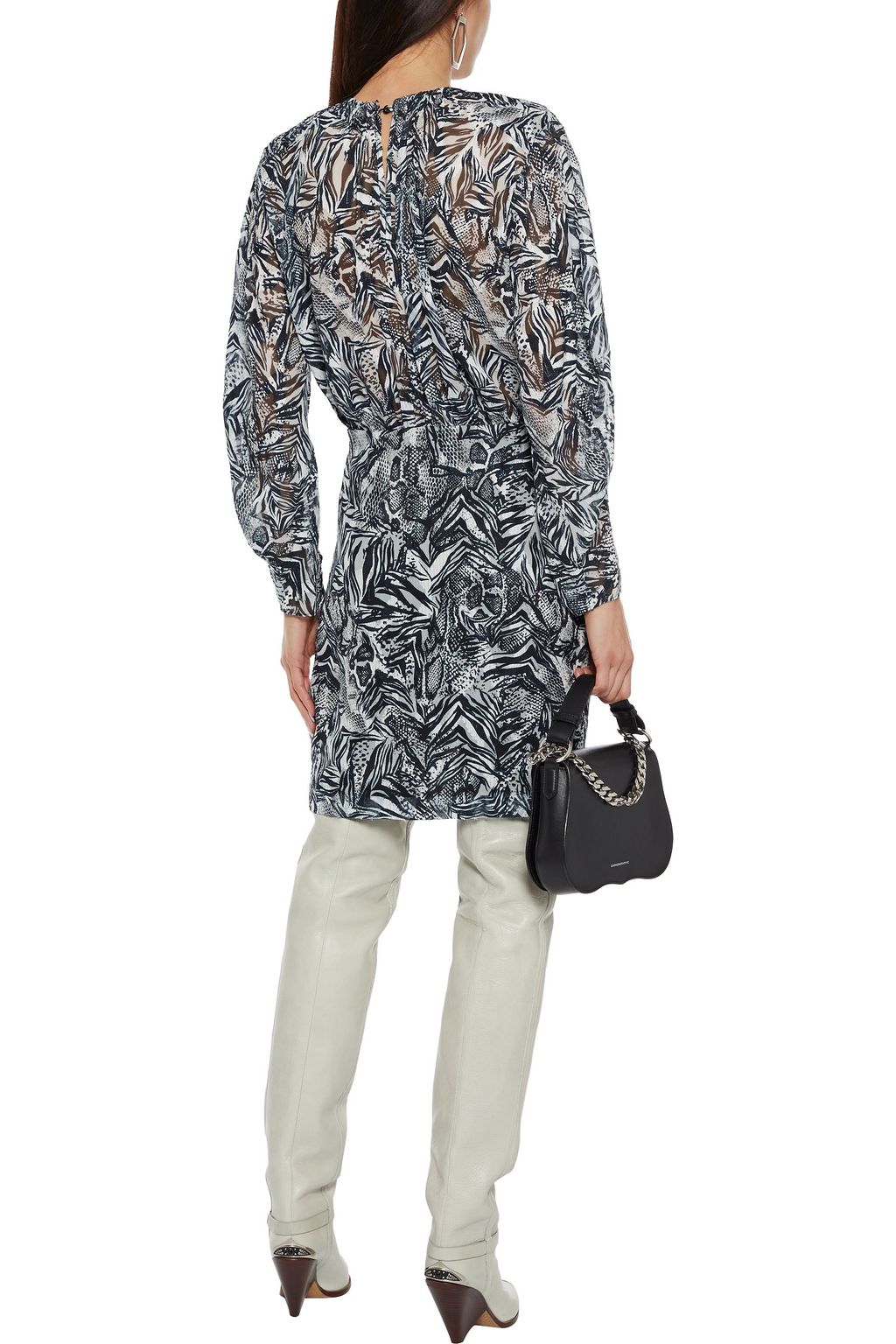 IRO Fenian printed fil coupé metallic georgette mini dress