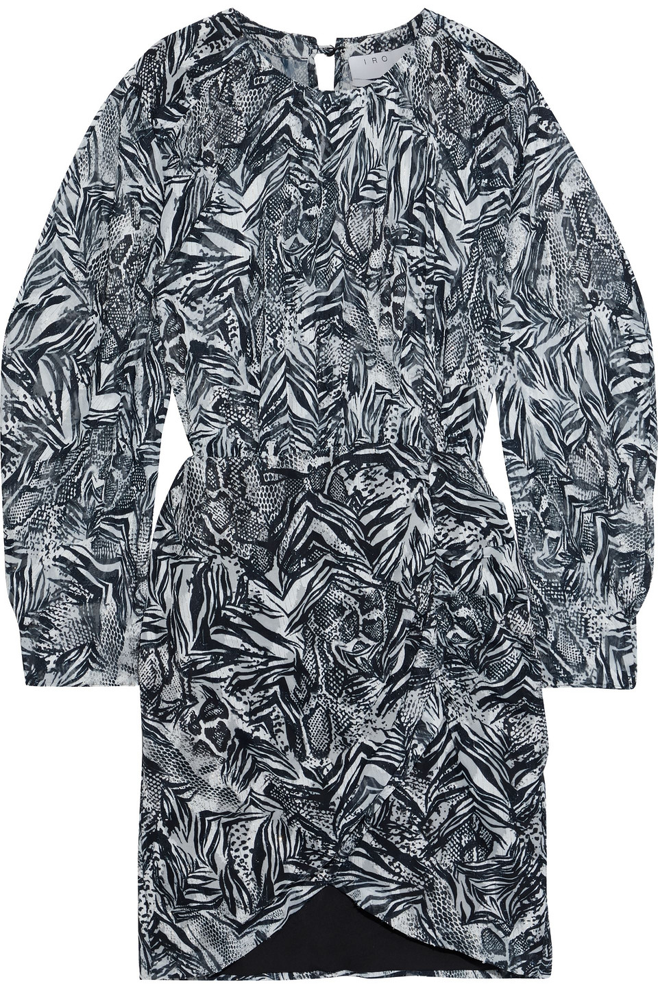 iro - fenian printed fil coupé metallic georgette mini dress - black - fr 34