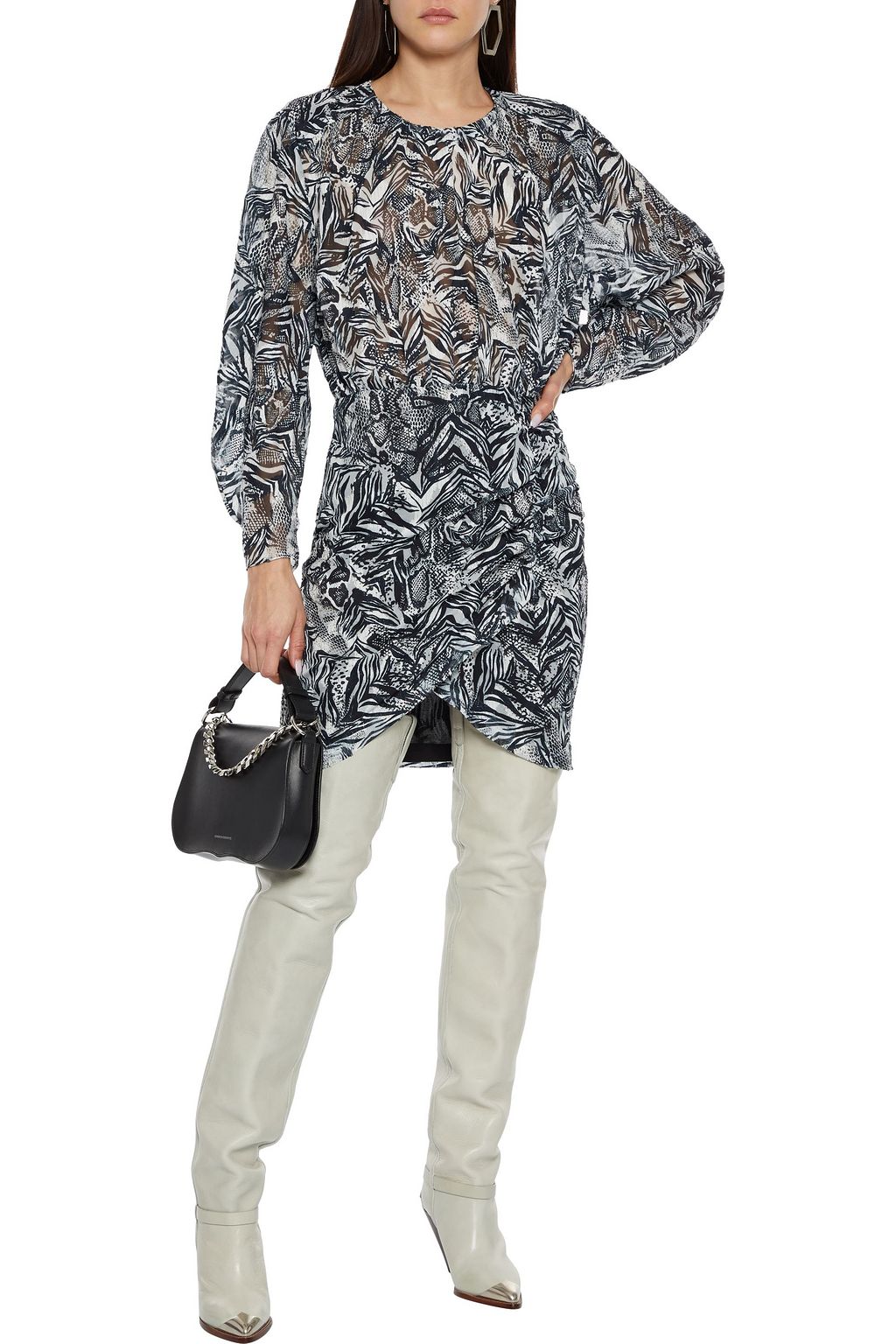 IRO Fenian printed fil coupé metallic georgette mini dress