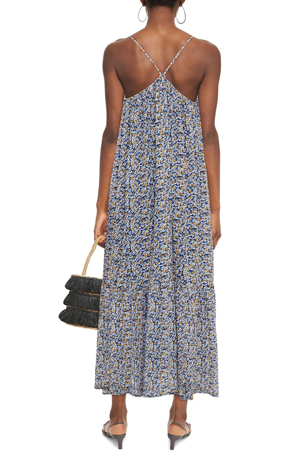 SAMSØE Φ SAMSØE Gathered floral-print crepe maxi slip dress