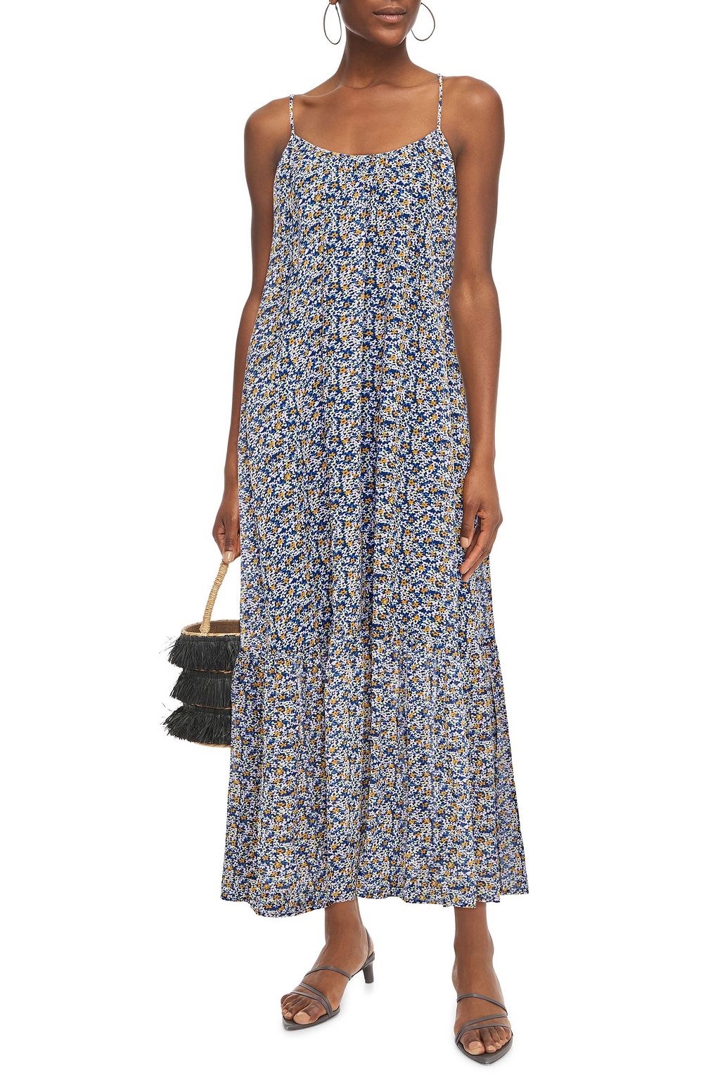 SAMSØE Φ SAMSØE Gathered floral-print crepe maxi slip dress