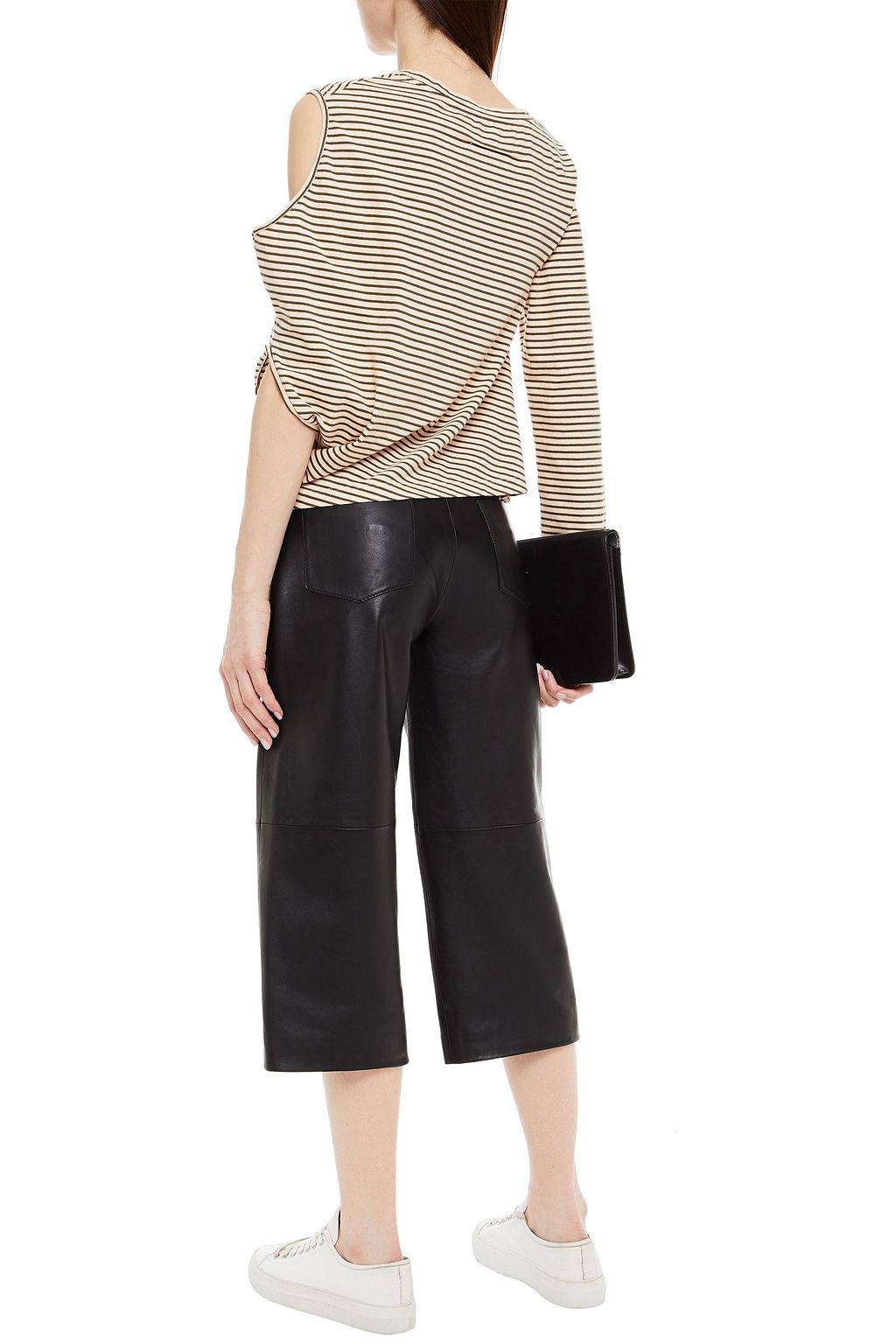 MM6 MAISON MARGIELA Gestreiftes Oberteil aus Stretch-Baumwoll-Jersey mit Cut-outs