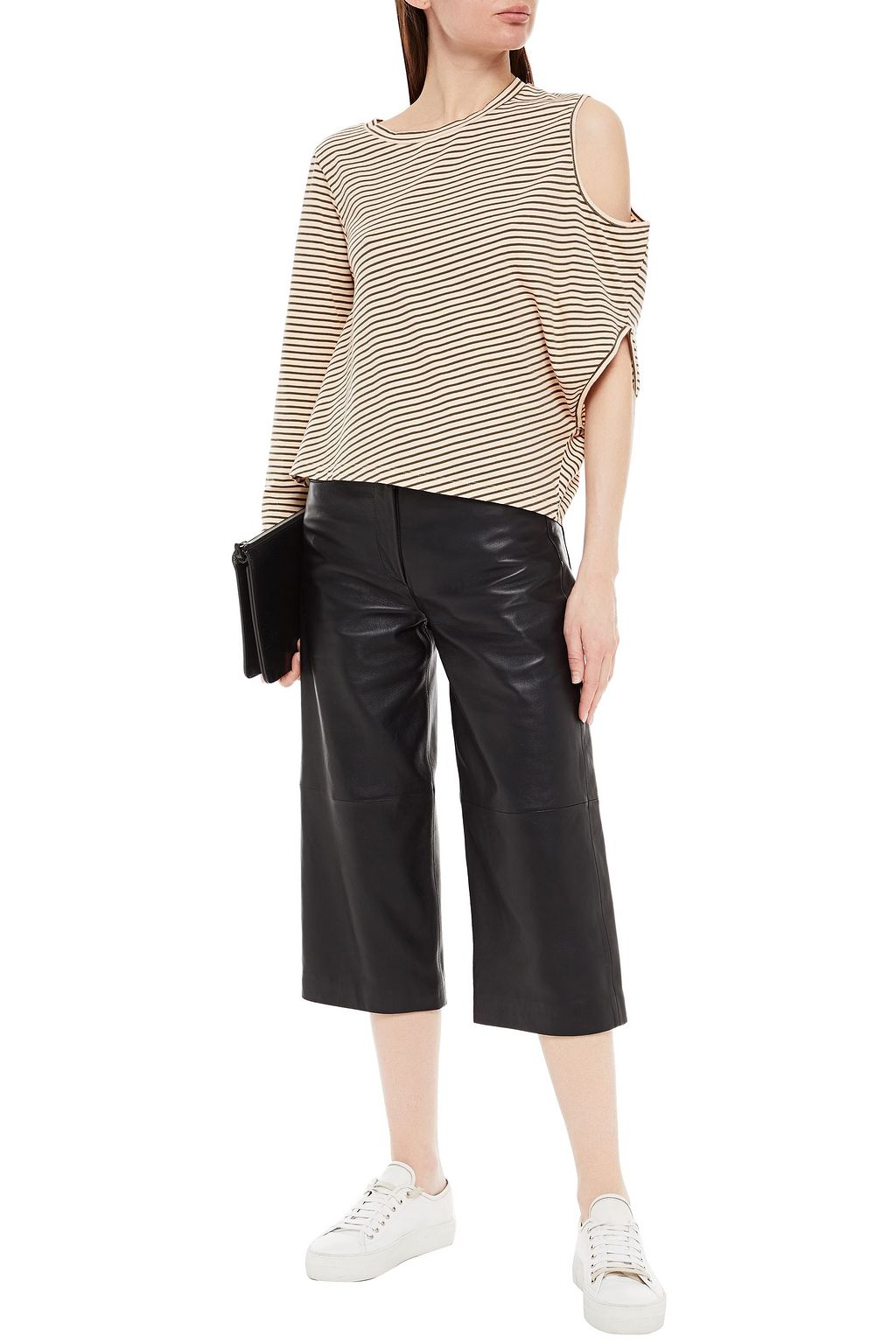 MM6 MAISON MARGIELA Gestreiftes Oberteil aus Stretch-Baumwoll-Jersey mit Cut-outs