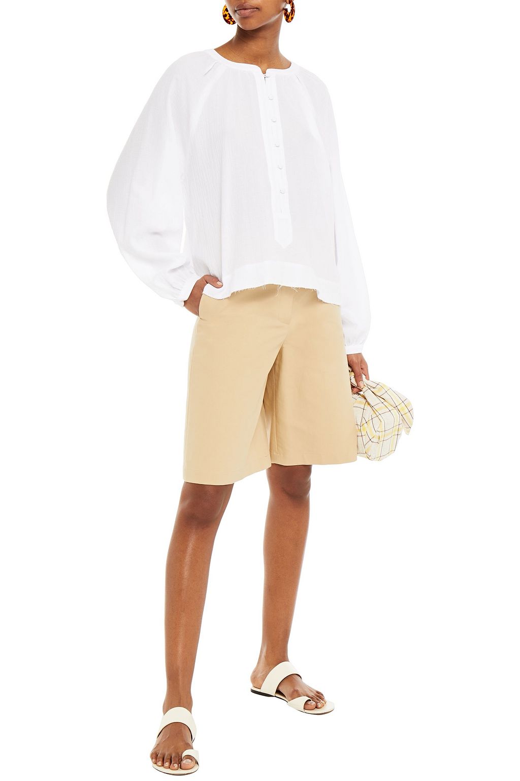 RODEBJER Casuarina gathered crinkled-cotton blouse