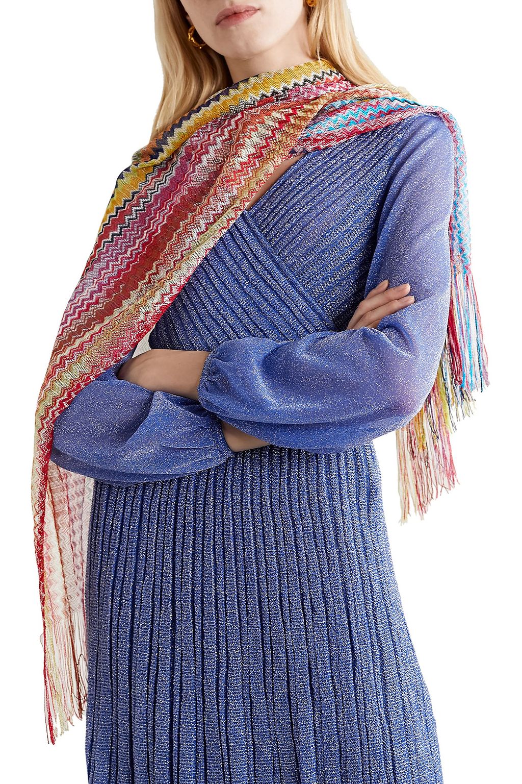 MISSONI Fringed crochet-knit scarf