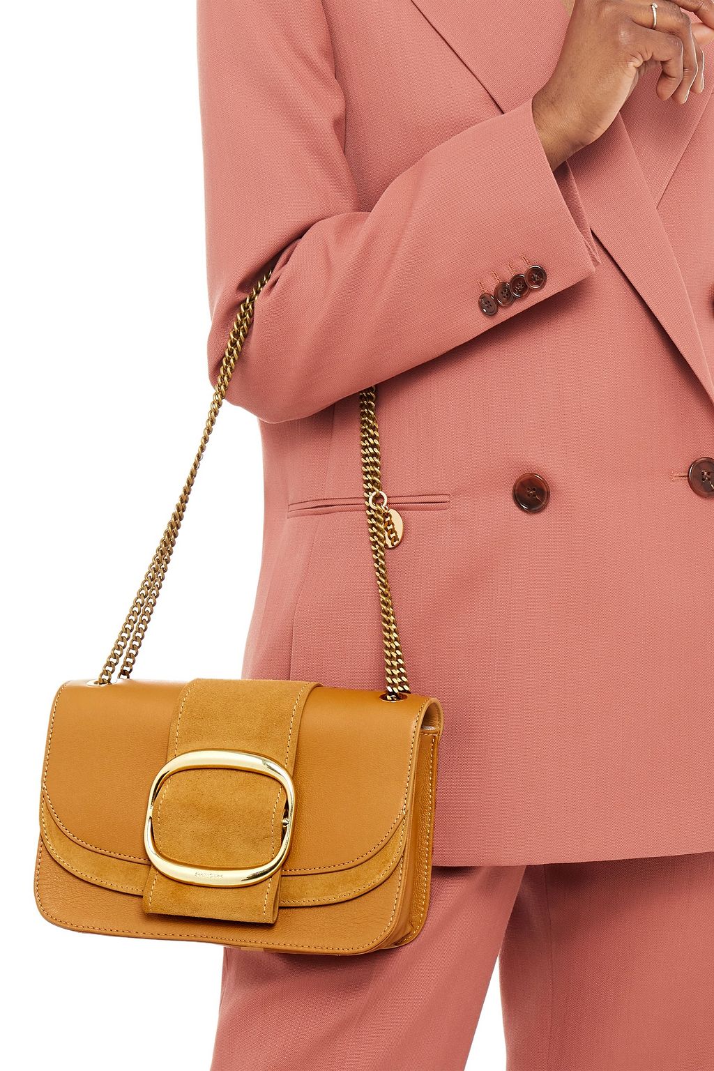 SEE BY CHLOÉ Embellished suede and leather shoulder bag