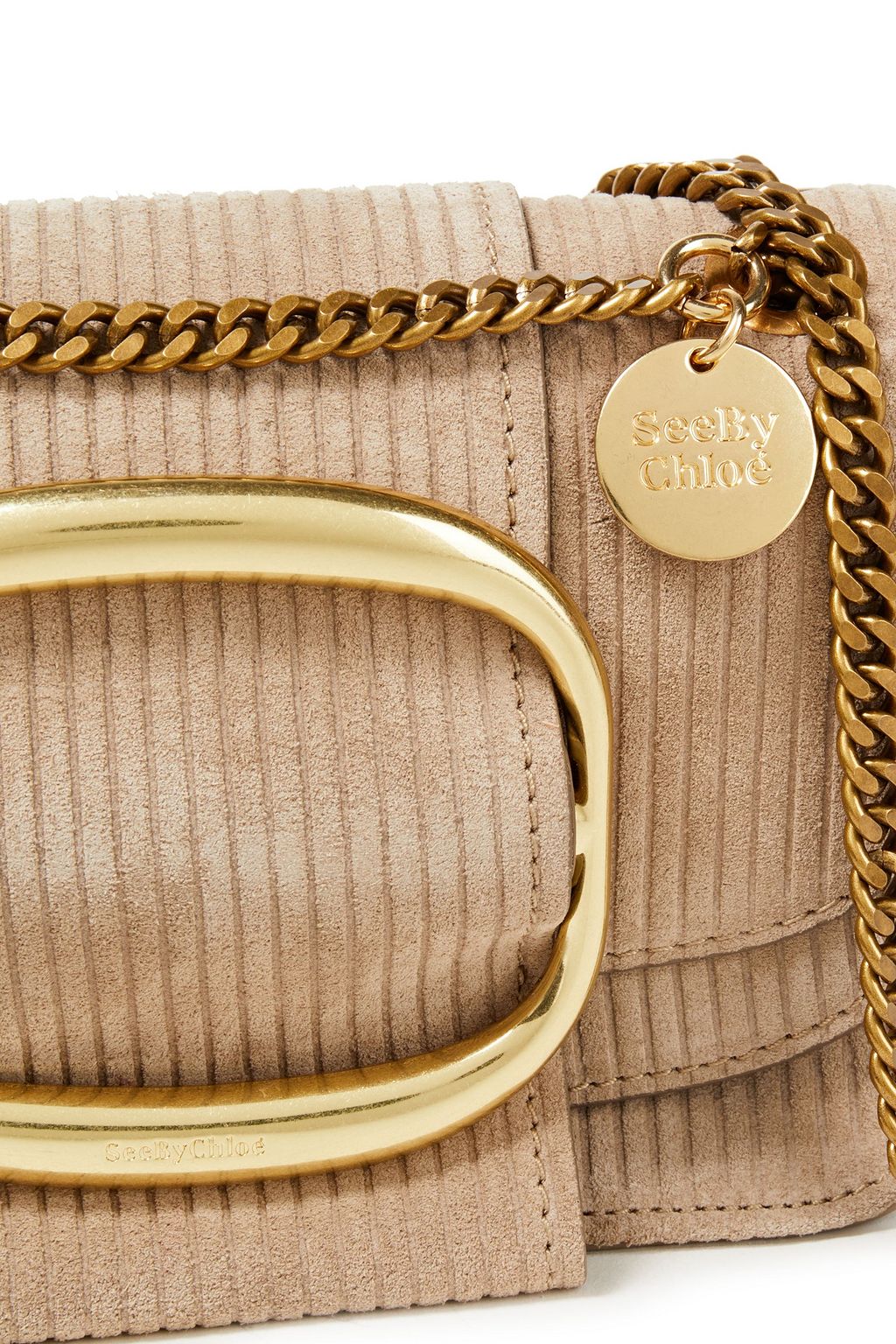 SEE BY CHLOÉ Hopper ribbed suede and leather shoulder bag