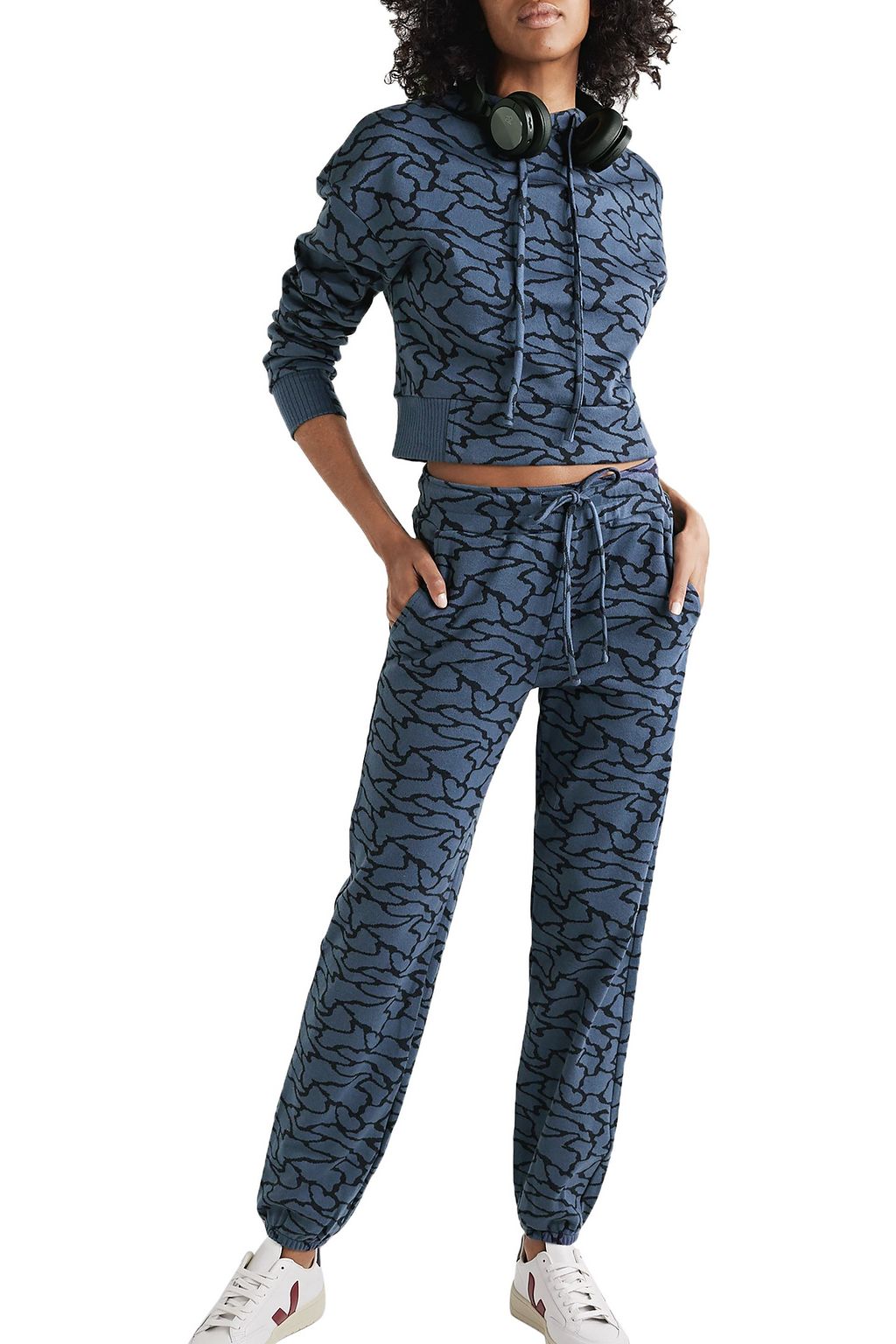 TWENTY MONTRÉAL Hyper Reality cropped cotton-blend jacquard-knit hoodie