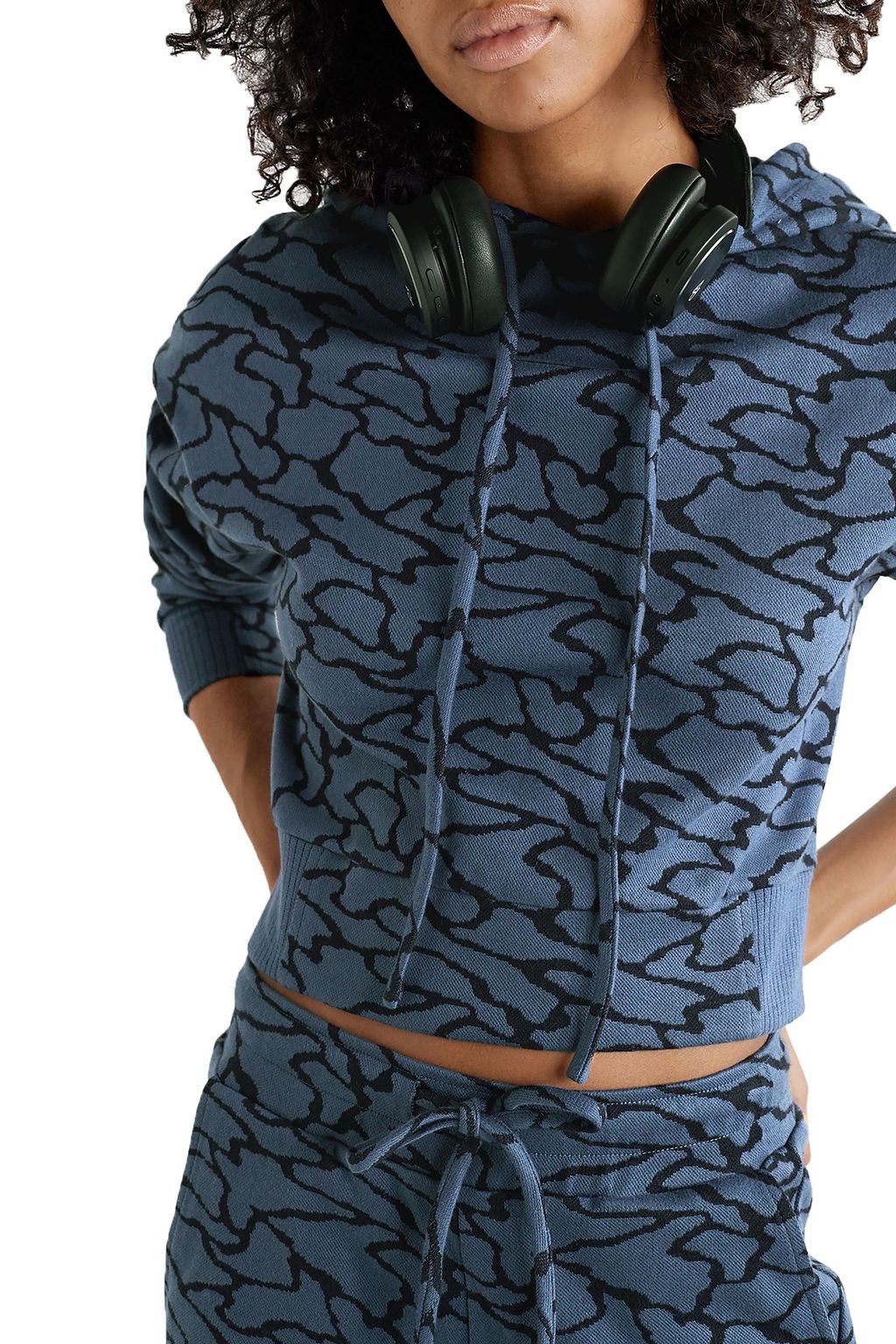 TWENTY MONTRÉAL Hyper Reality cropped cotton-blend jacquard-knit hoodie