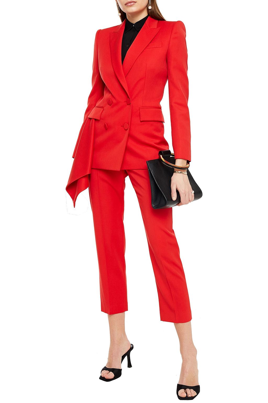 MCQUEEN Cropped wool slim-leg pants