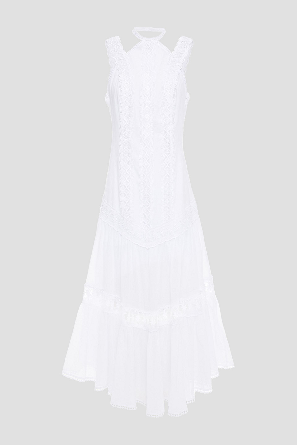 Charo Ruiz Ibiza Woman Crocheted Lace-trimmed Cotton-blend Voile Midi Dress White Size L