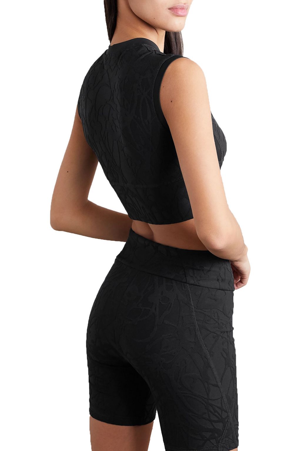 TWENTY MONTRÉAL Pollock 3D Active cropped stretch jacquard-knit top