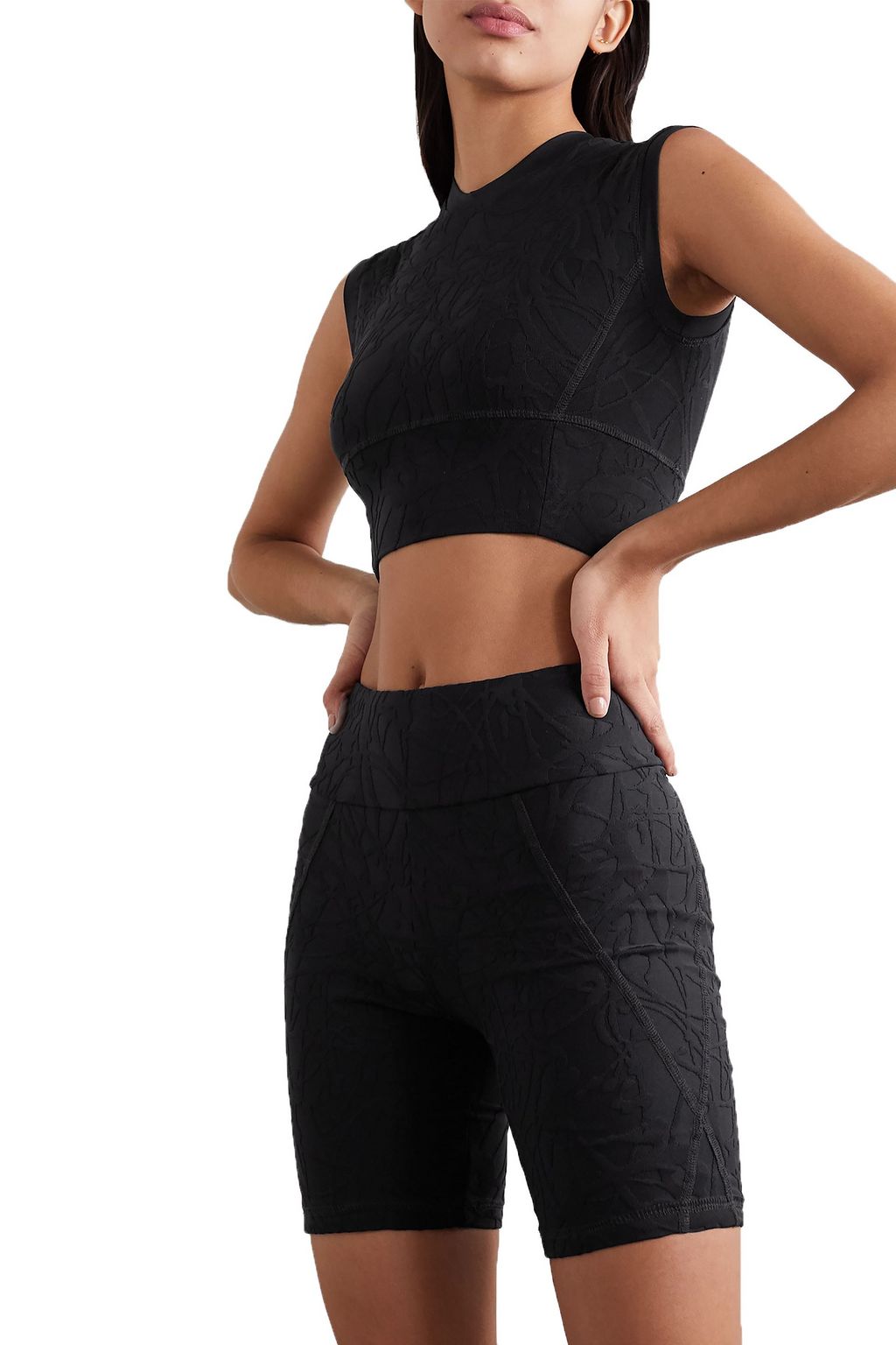 TWENTY MONTRÉAL Pollock 3D Active cropped stretch jacquard-knit top