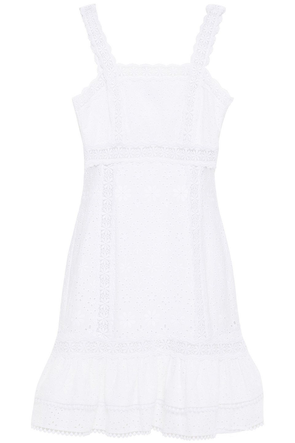 Charo Ruiz Ibiza Woman Nawa Crocheted Lace-trimmed Broderie Anglaise Cotton-blend Mini Dress White Size M