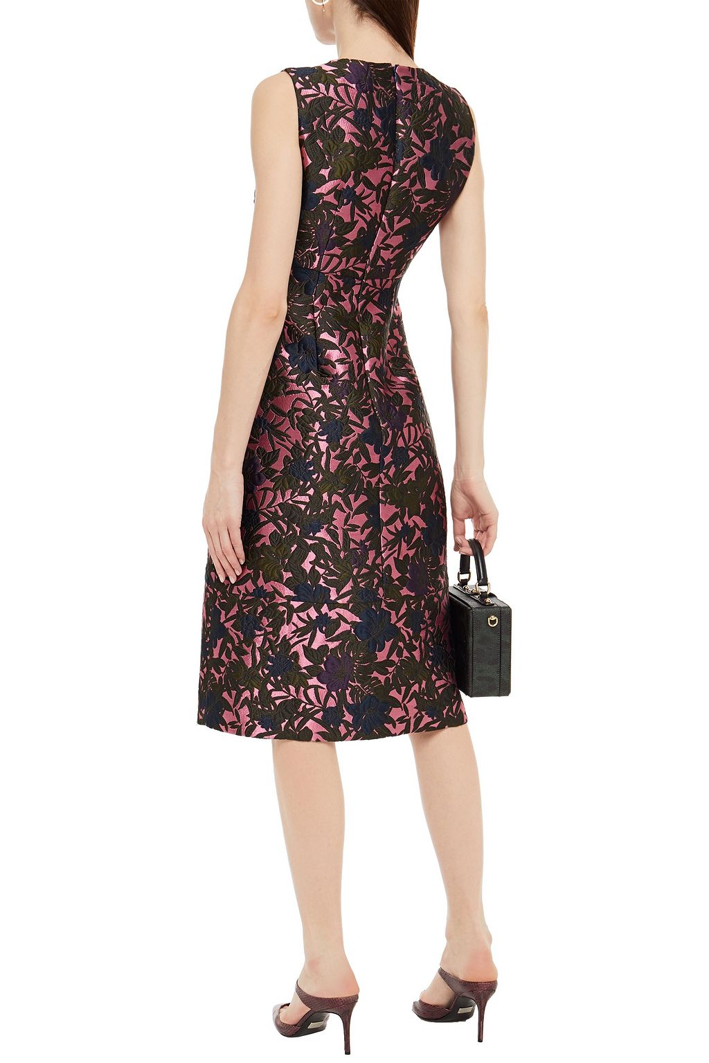 ERDEM Kamila pleated floral-jacquard midi dress