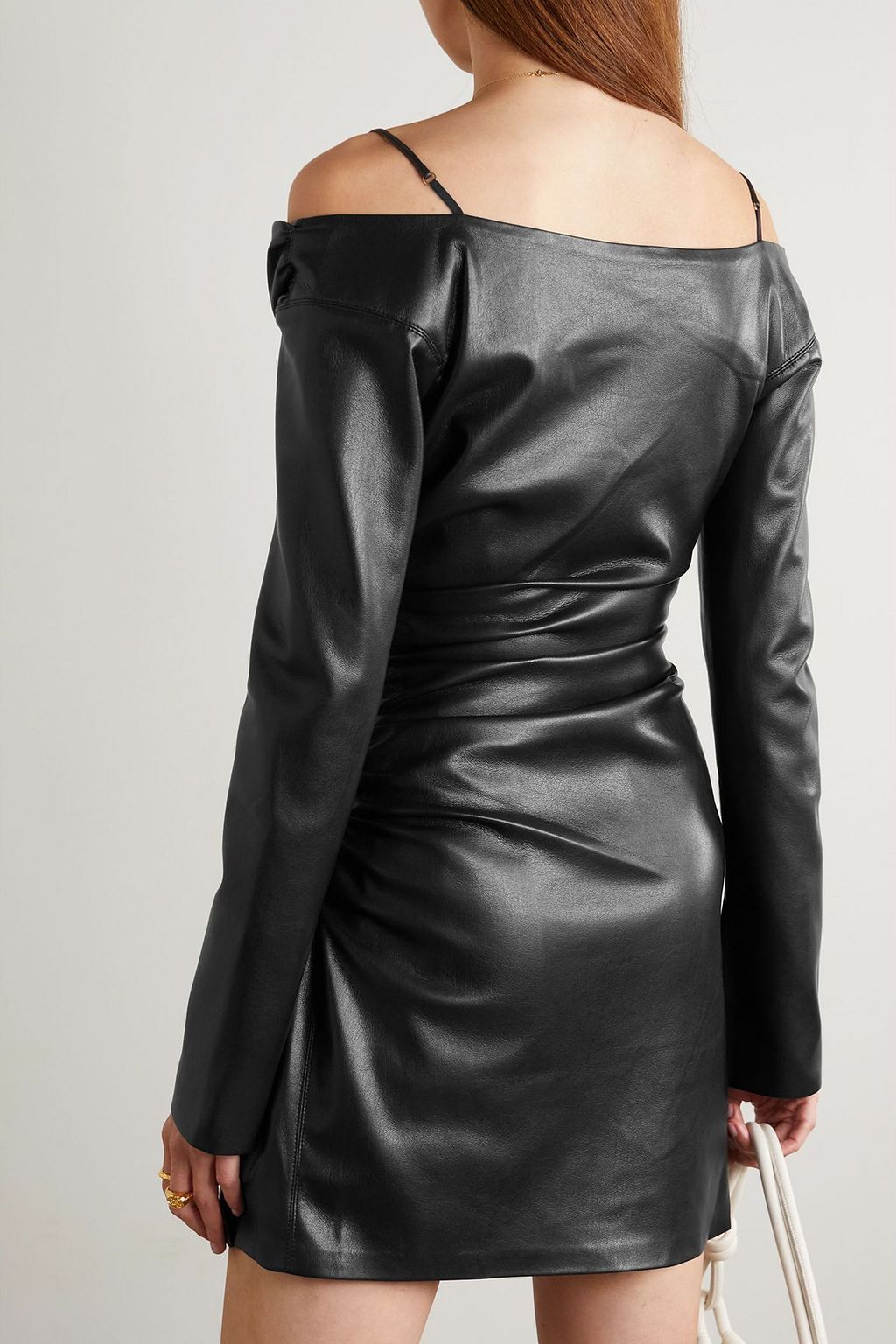NANUSHKA Moha cold-shoulder mini wrap dress