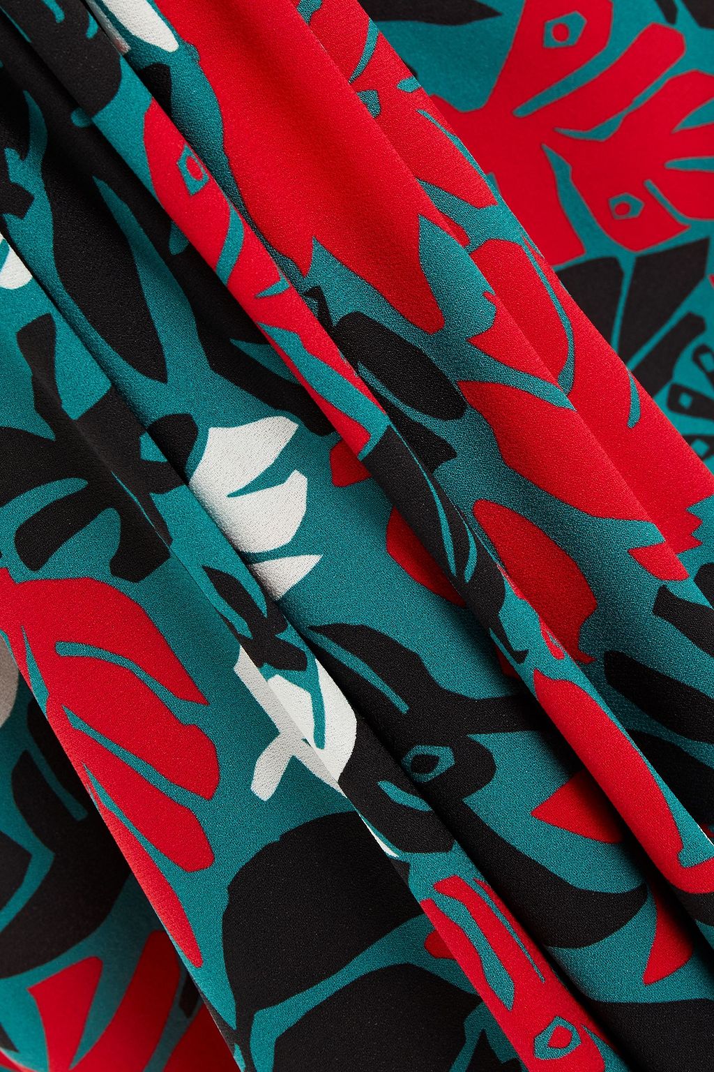 MARNI Knotted draped printed stretch-crepe midi skirt