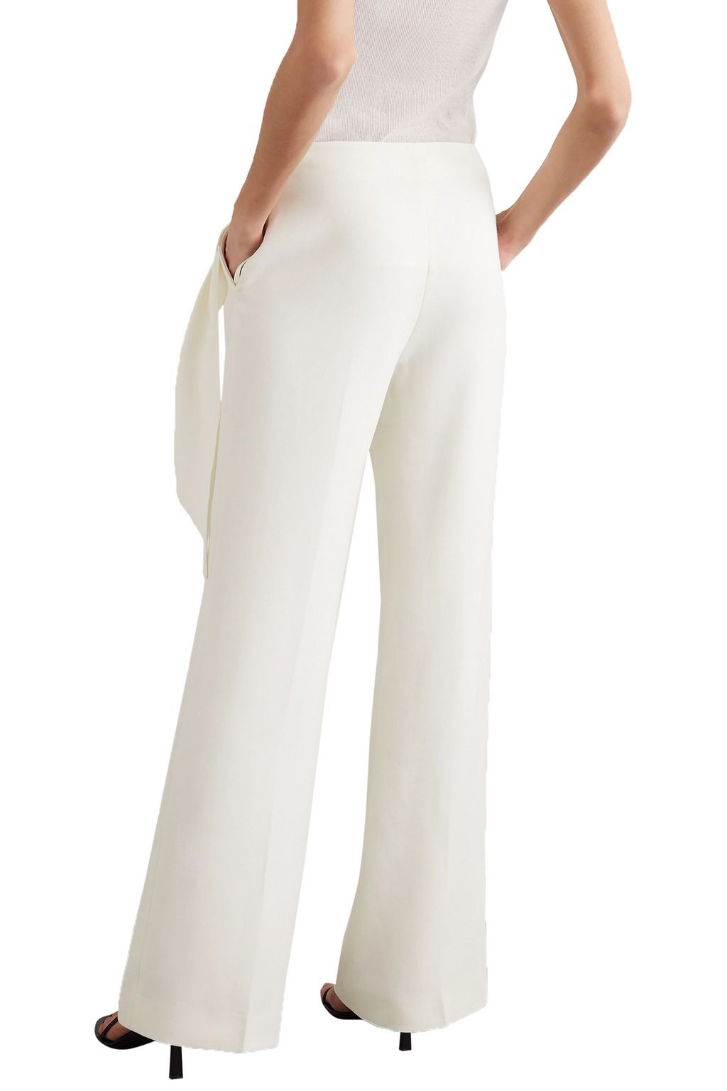 ROLAND MOURET Sherbrooke tie-detailed wool-crepe wide-leg pants