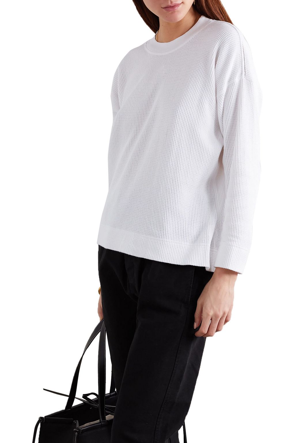 BASSIKE Waffle-knit cotton top