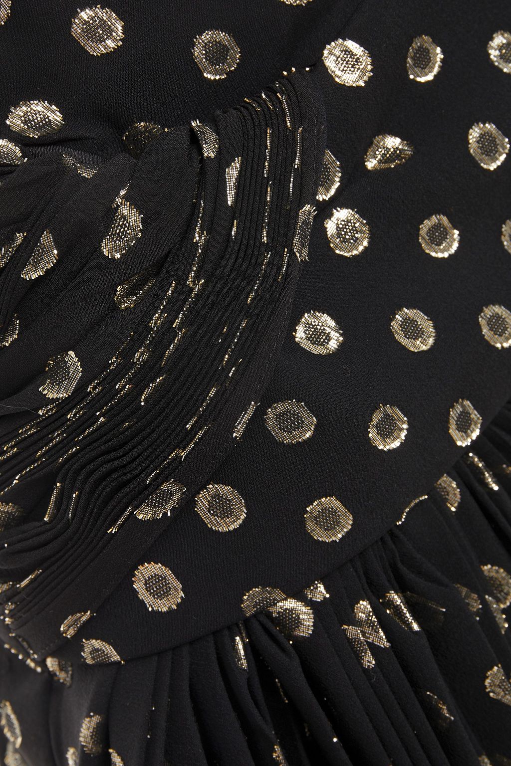 SAINT LAURENT Twist-front pleated metallic fil coupé silk-blend mini skirt