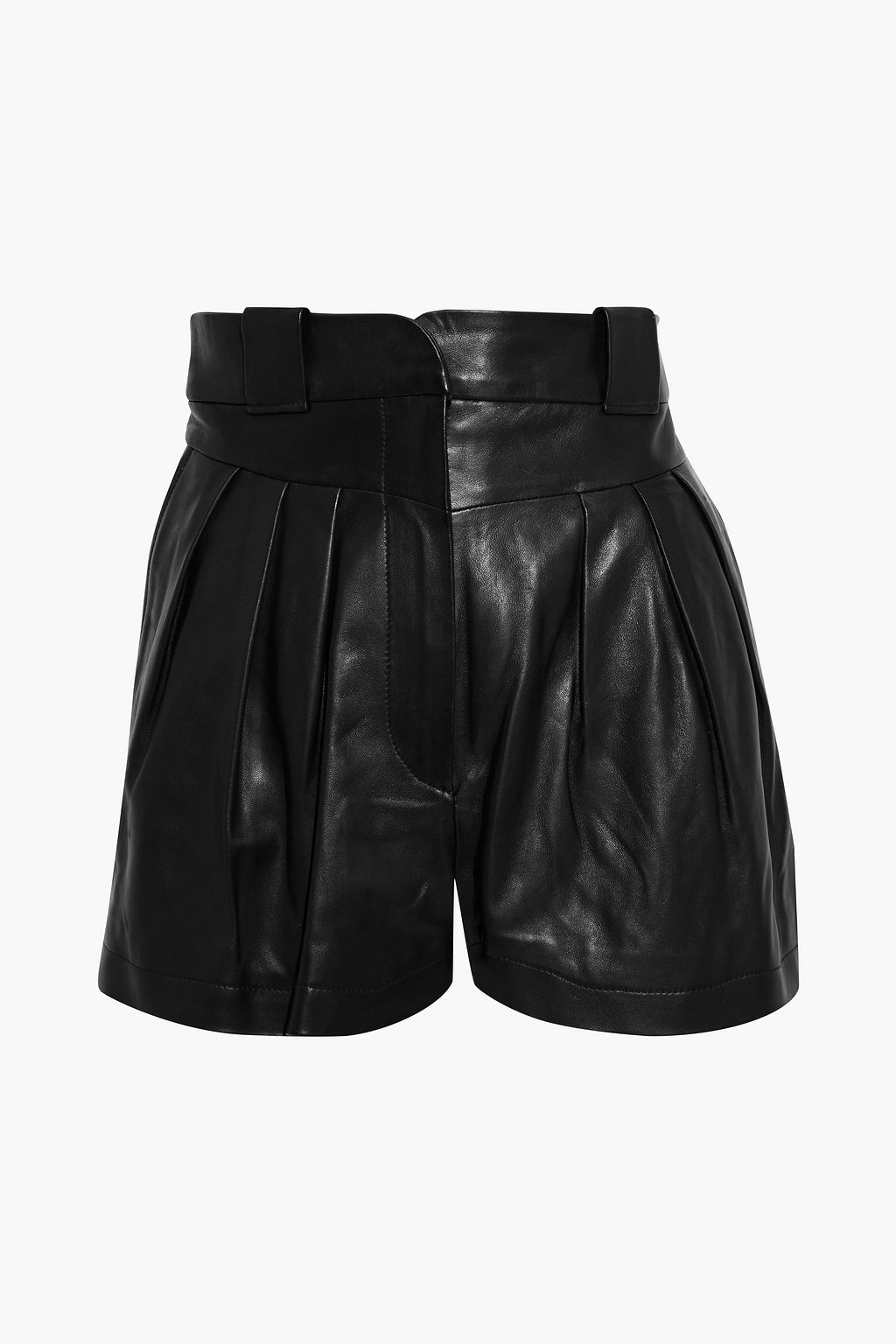 Black Fepia pleated leather shorts 