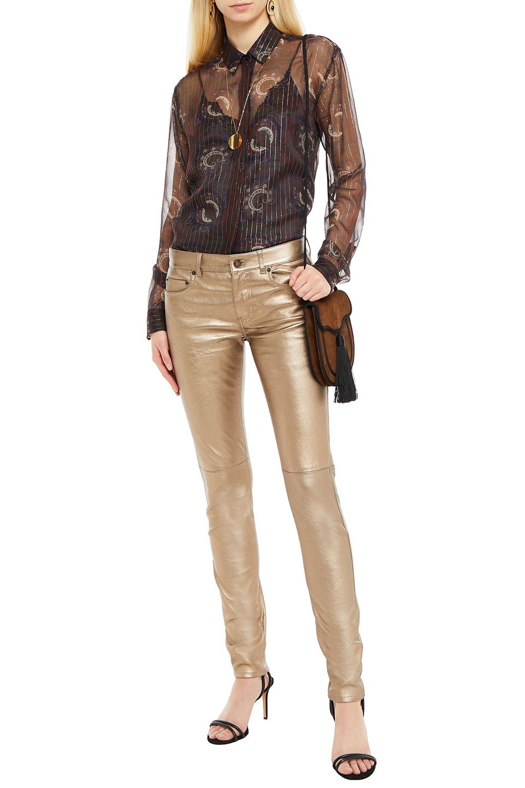 SAINT LAURENT Printed silk-blend chiffon shirt