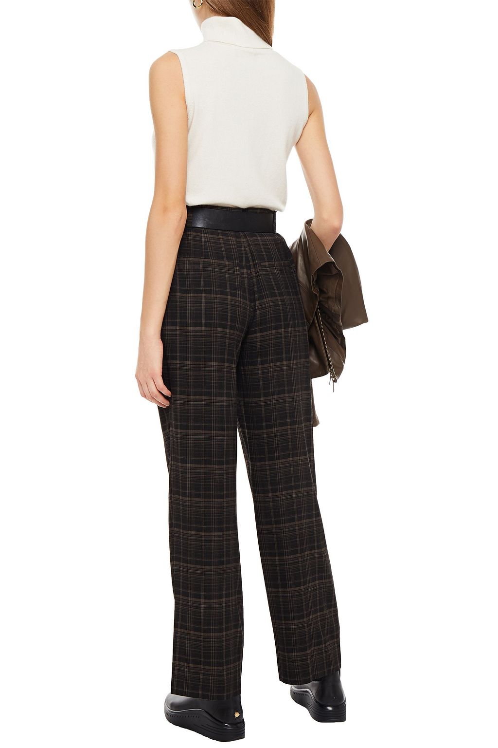 VINCE. Checked twill wide-leg pants
