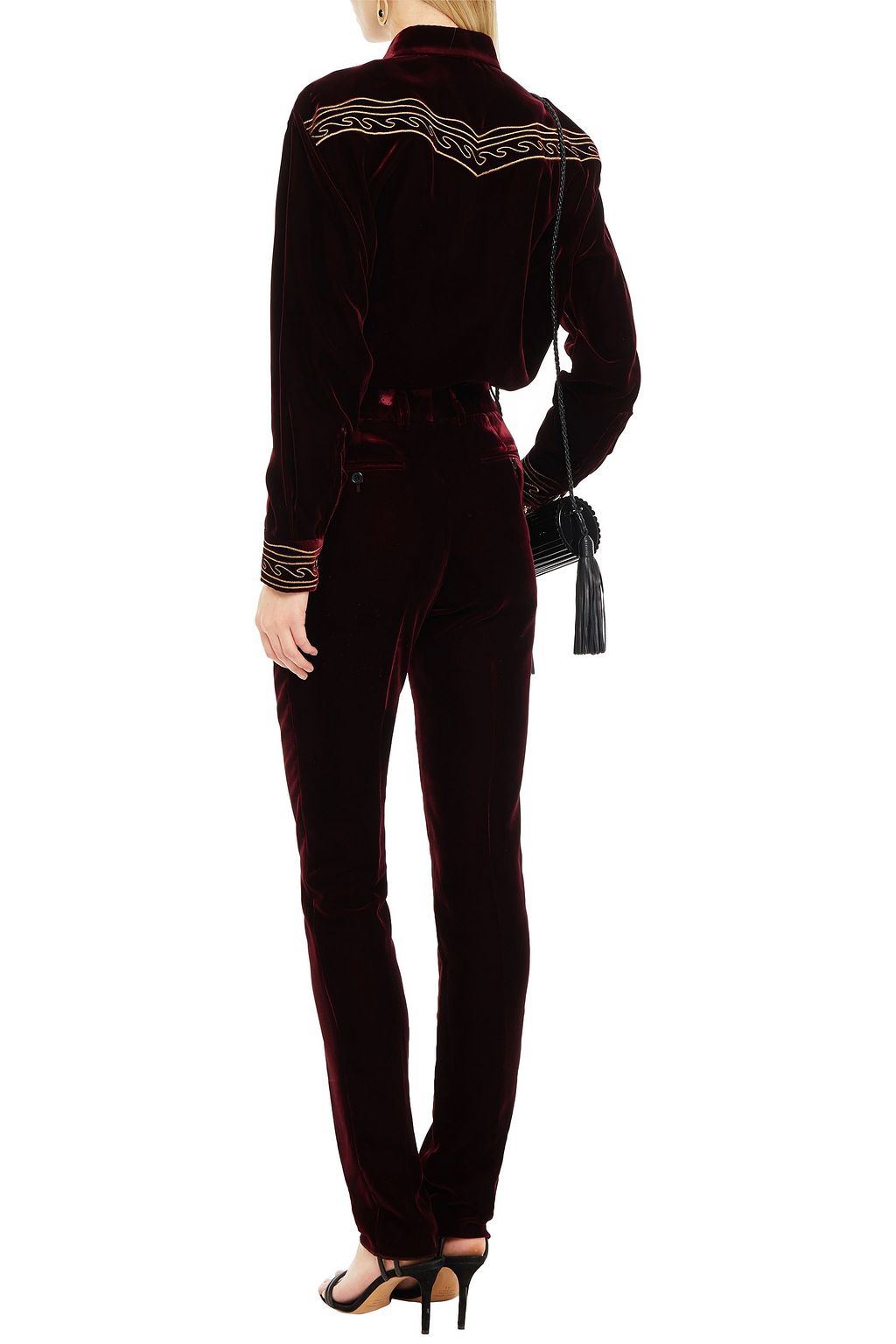 SAINT LAURENT Embroidered velvet shirt