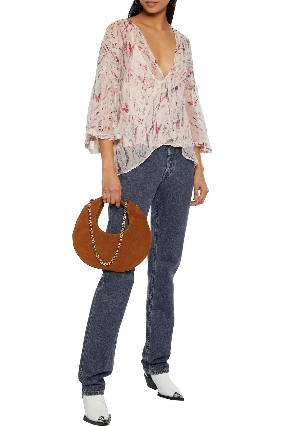 Iro Justie Printed Silk-chiffon Top In Blush