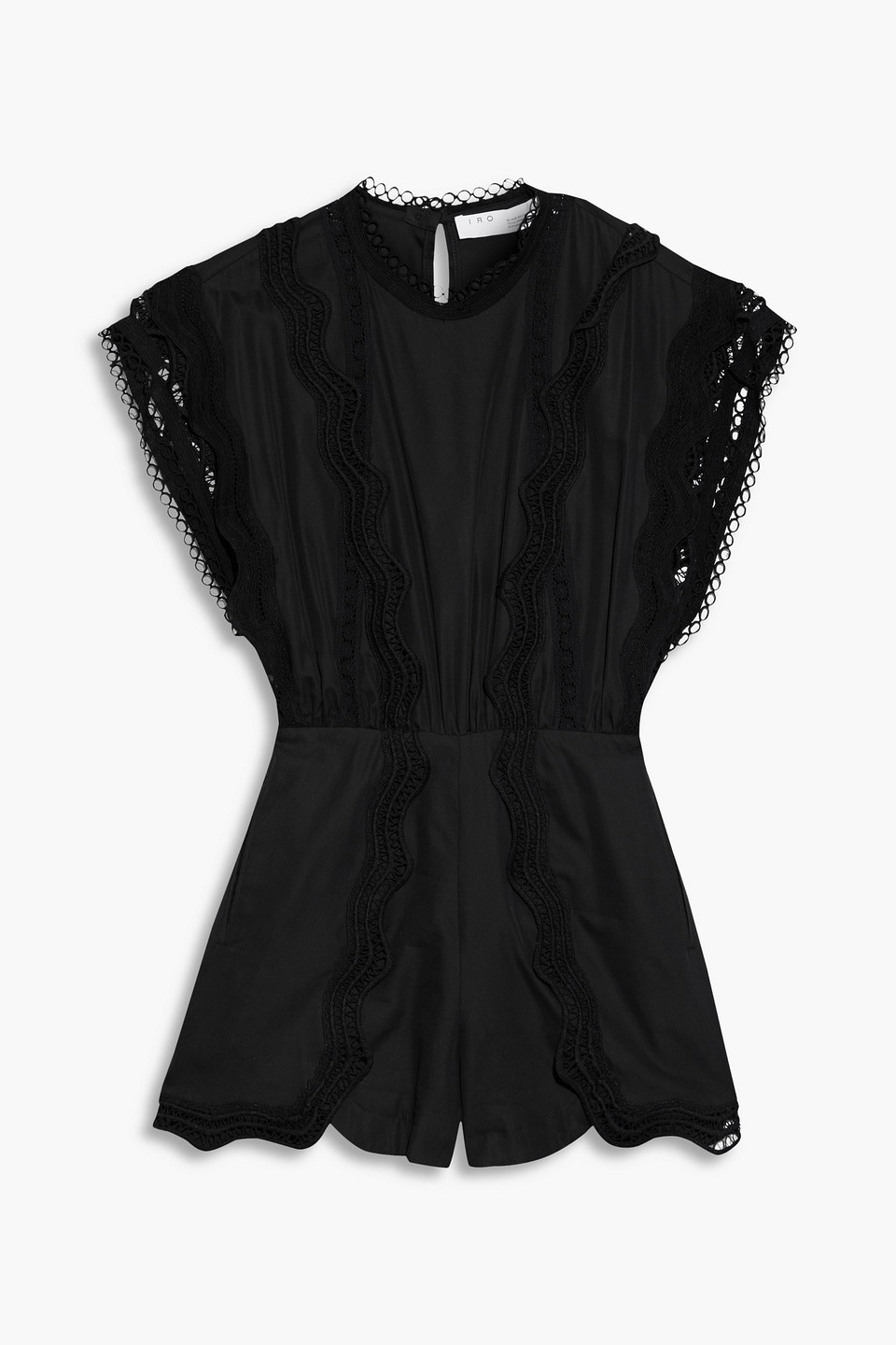 IRO - Drix crochet-trimmed cotton and cupro-blend twill playsuit - Black