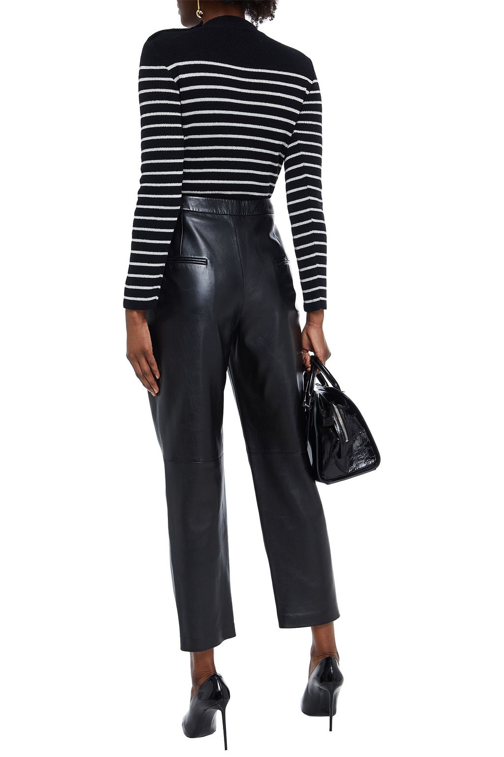 SAINT LAURENT Pleated leather tapered pants