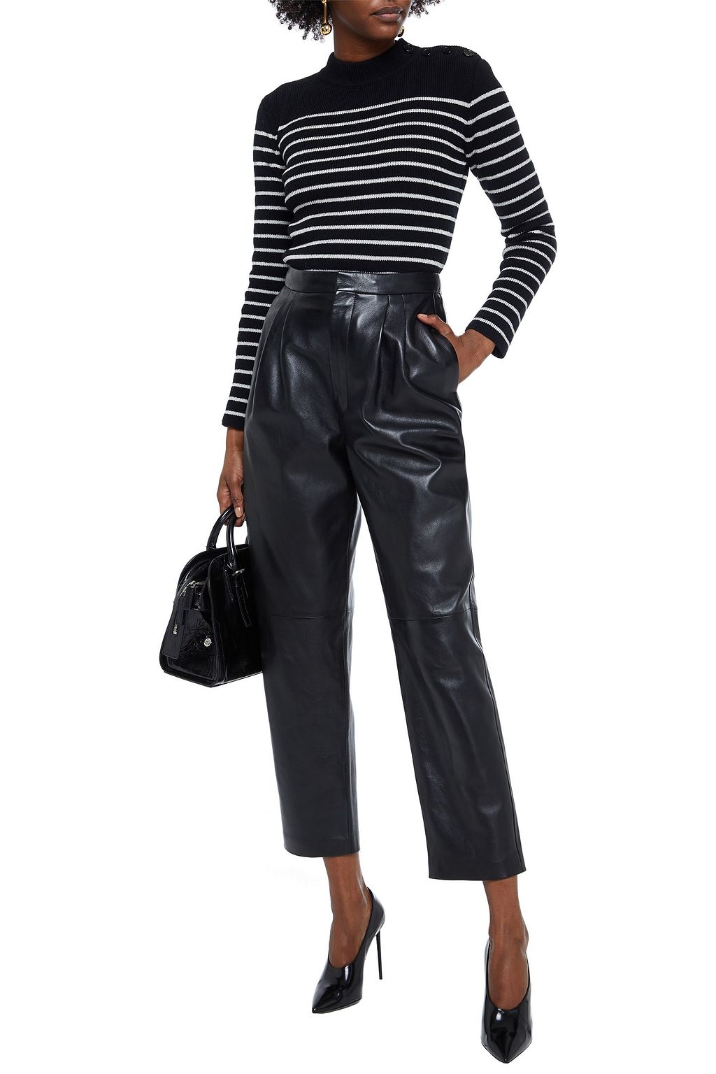 SAINT LAURENT Pleated leather tapered pants