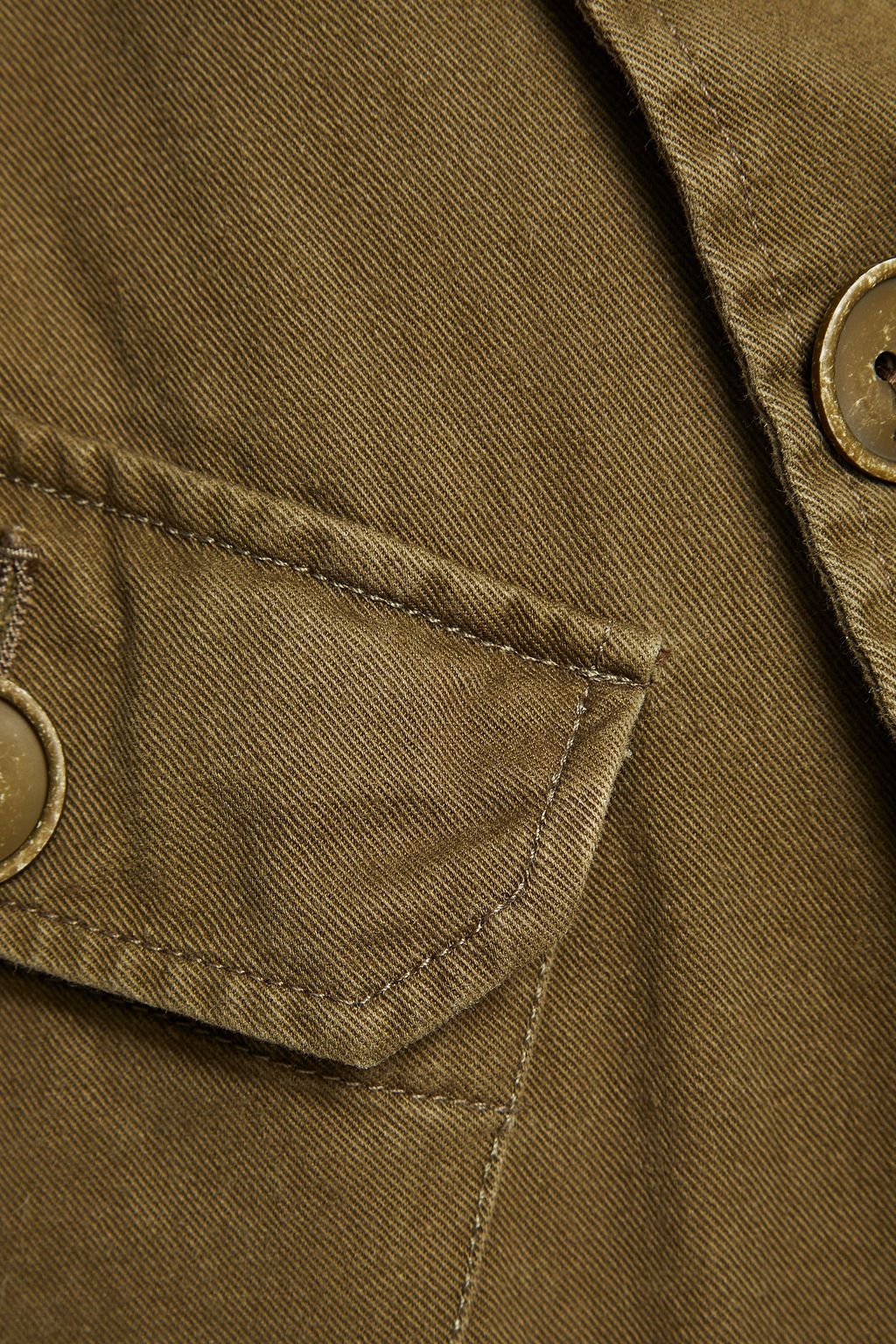 SAINT LAURENT Shearling-lined cotton and ramie-blend gabardine hooded parka