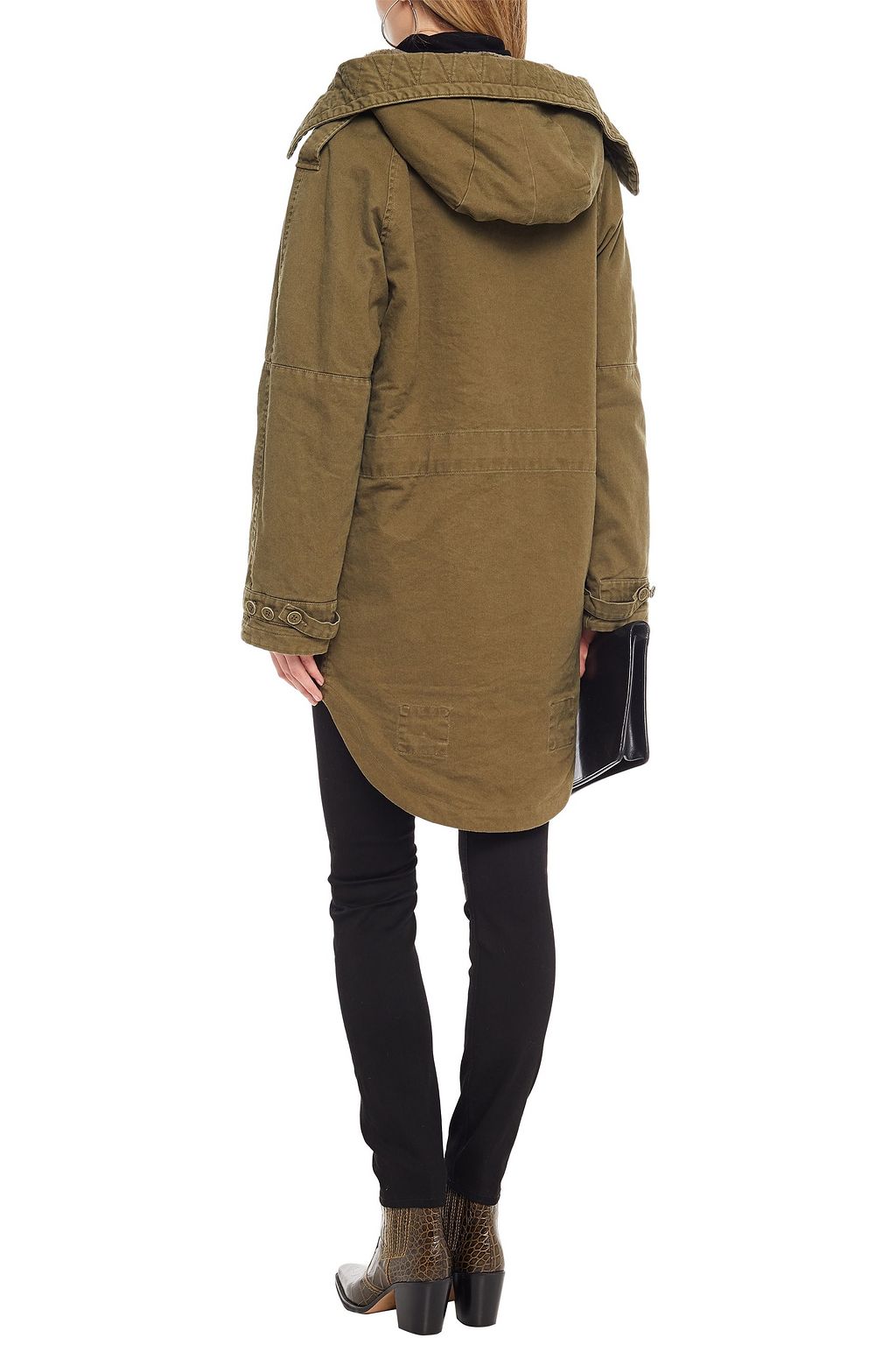 SAINT LAURENT Shearling-lined cotton and ramie-blend gabardine hooded parka