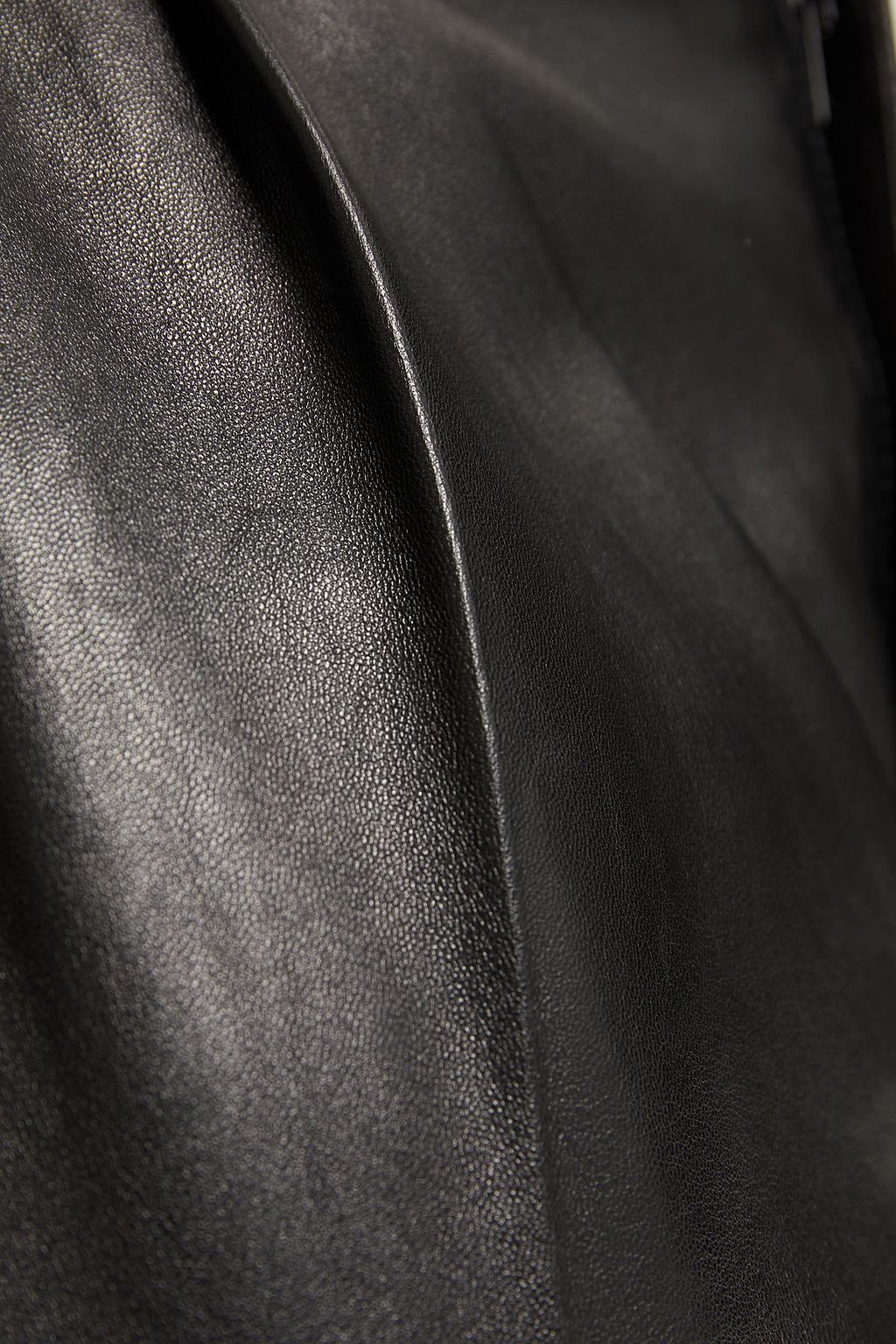 SAINT LAURENT Cropped pleated leather tapered pants