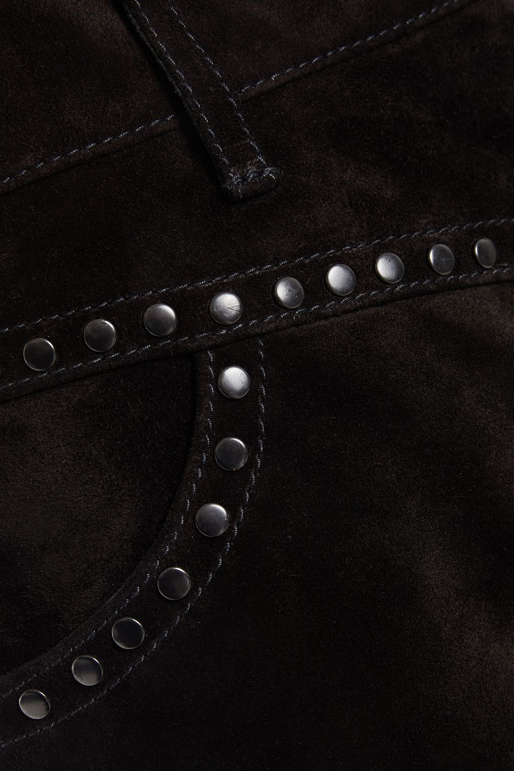 SAINT LAURENT Studded fringed suede shorts