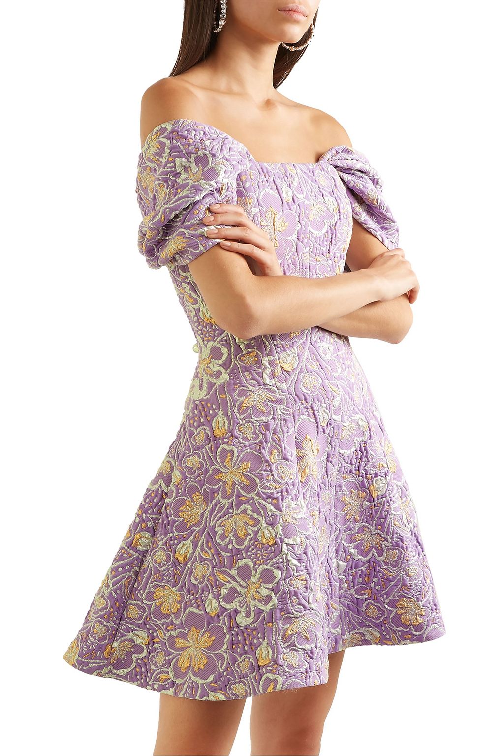 ROTATE BIRGER CHRISTENSEN Petra off-the-shoulder brocade mini dress