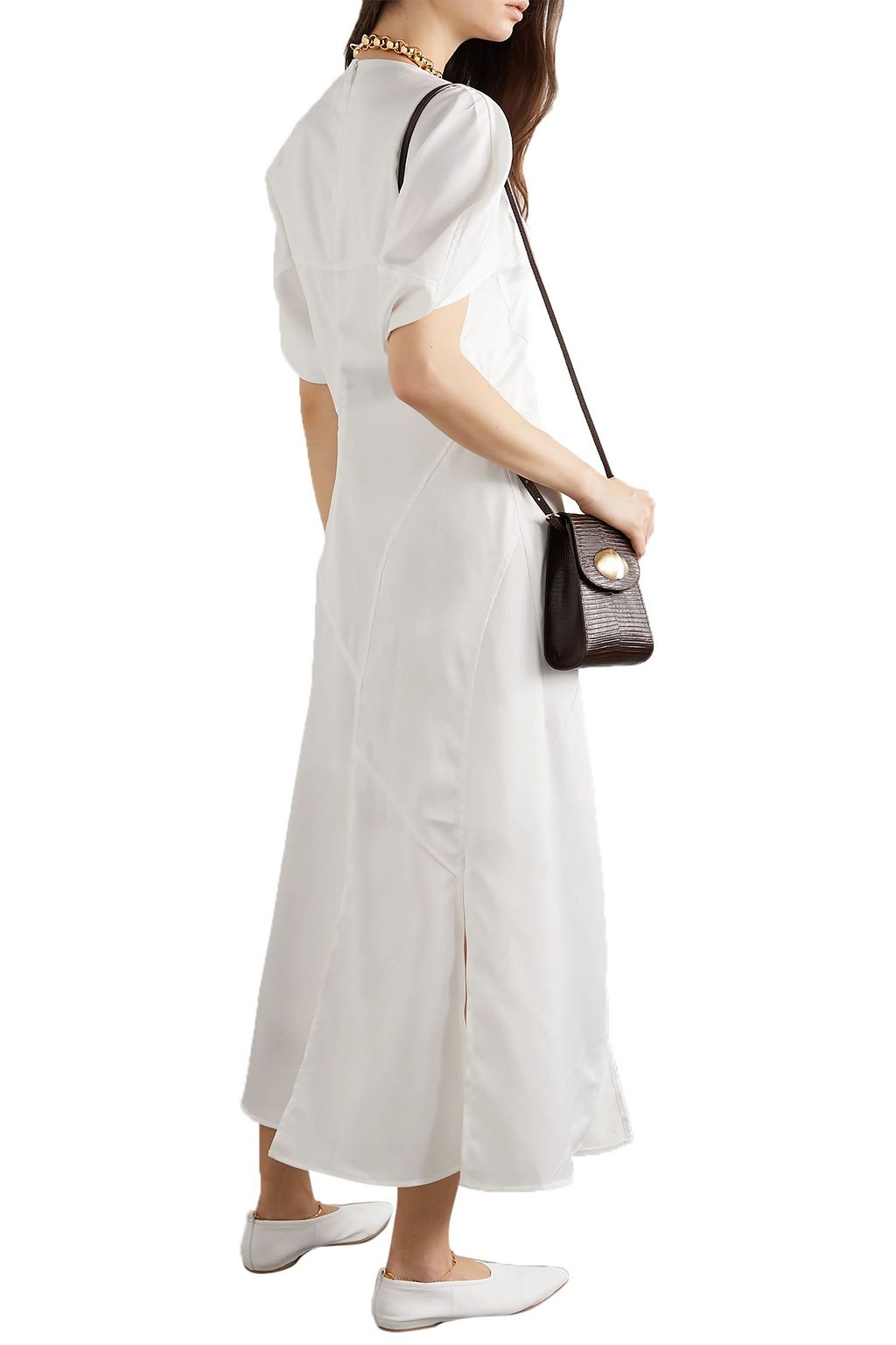 REJINA PYO Lucinda paneled crinkled-satin midi dress